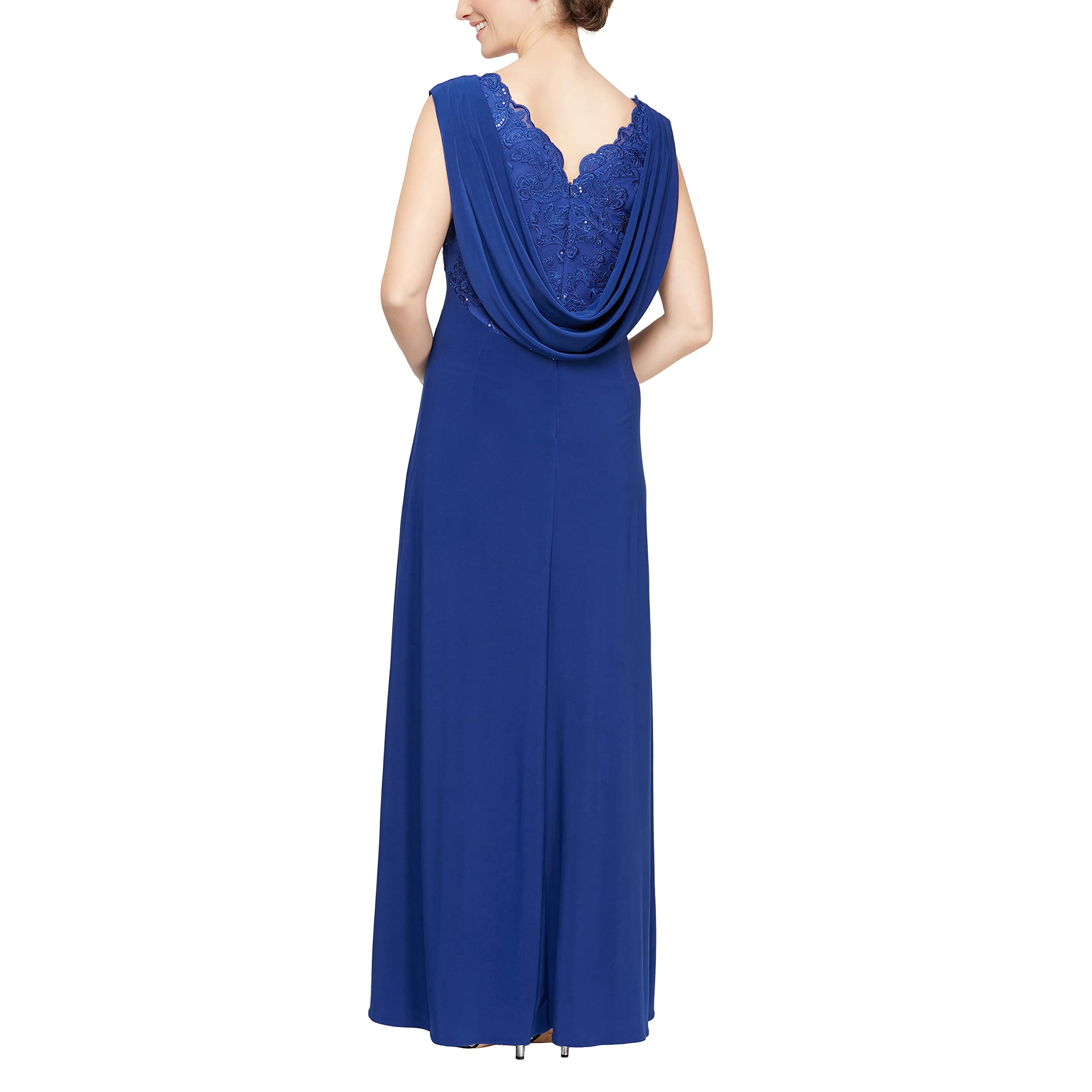 Alex Evenings Women's Long Cowl Back Mother of The Bride Dress - Elegant Formal Evening Gown for Weddings, Parties & Special Occasions (Petite & Regular Sizes) | Perfect for Bridal Showers, Receptions & Black Tie Events