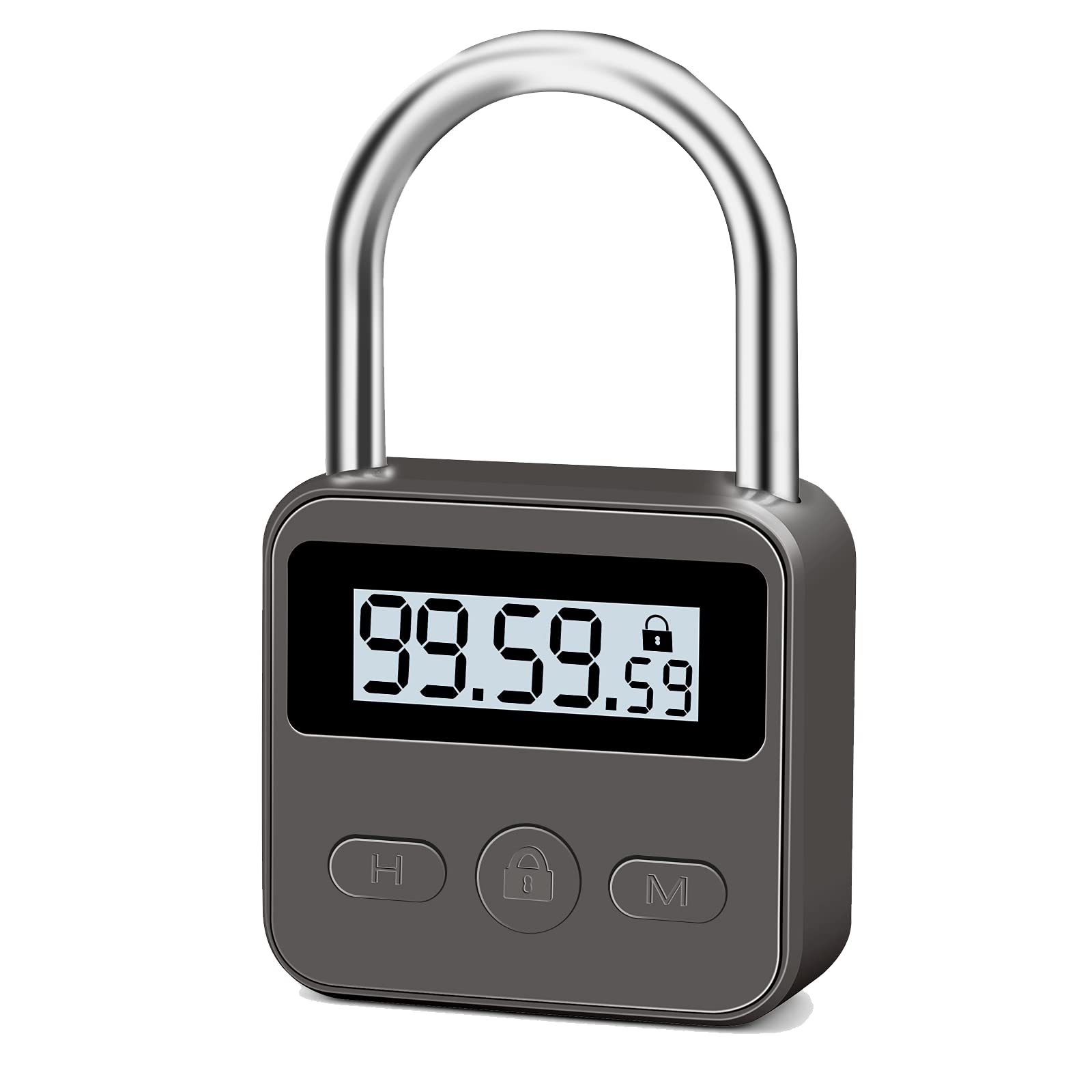 Upgraded Smart Timer Alloy Lock - 100 Hours Max Rechargeable LCD Display Padlock (Black) | Ideal for Gym Lockers, Storage Units & Travel Luggage Security