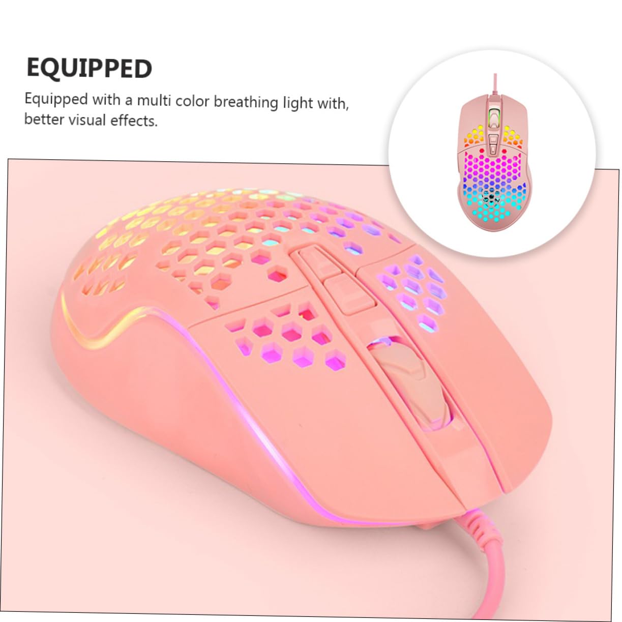 Yardenfun V9 Wired Gaming Mouse - Hollow Design, RGB Glowing, Ergonomic Computer Mouse for PC & Laptop - Perfect for FPS, MOBA Games & Office Work