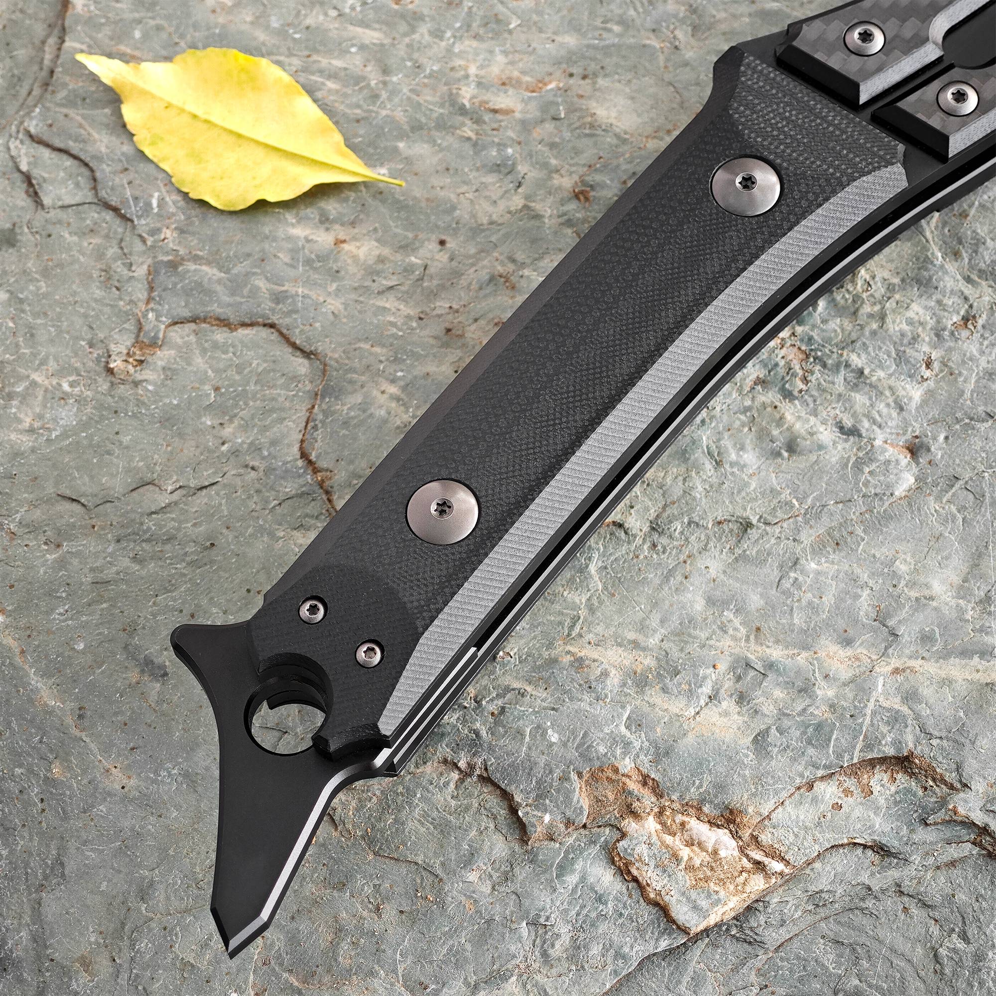 KATSU FS01 Titanium Alloy Folding Knife - Axis Lock Tactical Sickle with Sakura Blade Nemoto Design | Outdoor Survival, Camping & EDC Utility Tool