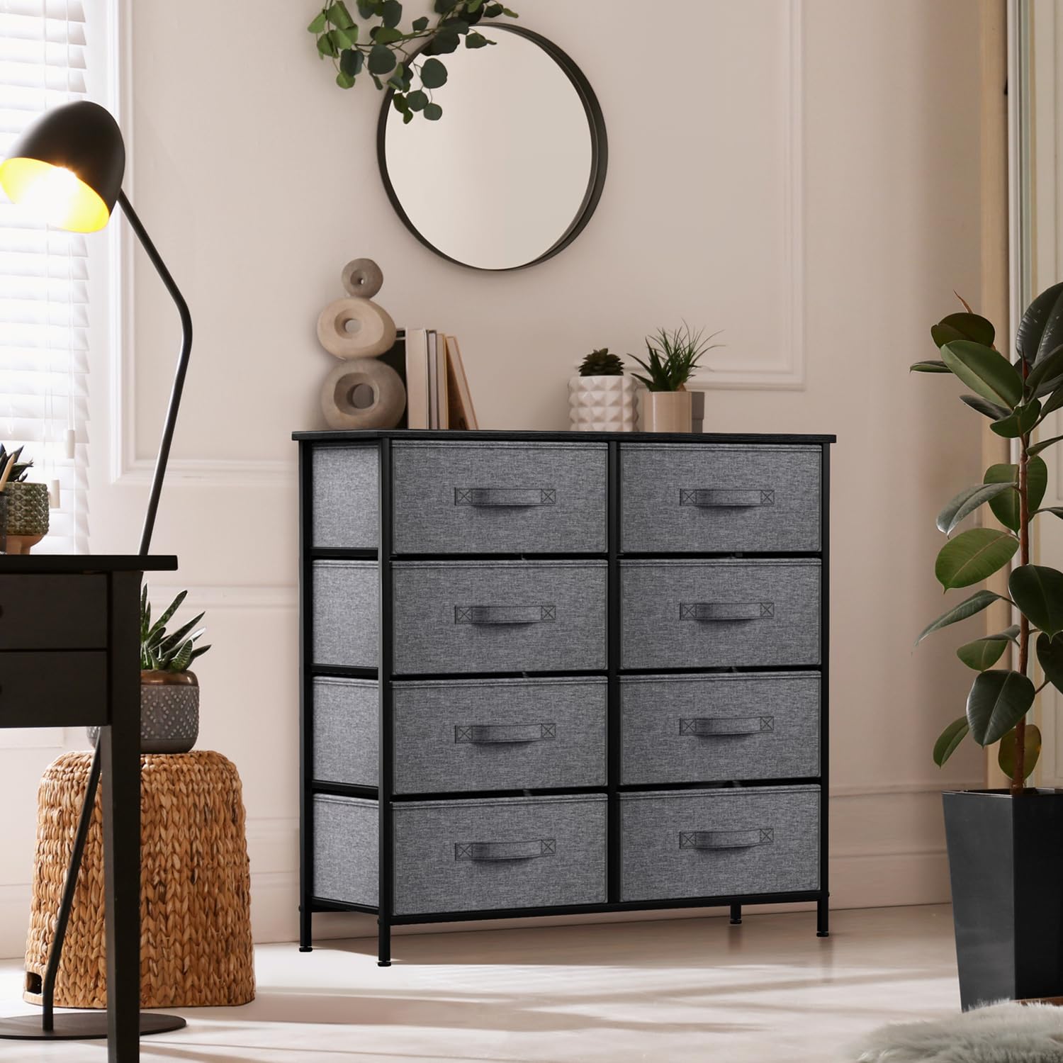 Sorbus 8-Drawer Dresser Organizer - Sturdy Steel Frame & Wood Top Storage Chest with Easy Pull Fabric Bins - Large Bedroom, Living Room, Nursery Closet Organizer for Clothes, Toys & Home Essentials