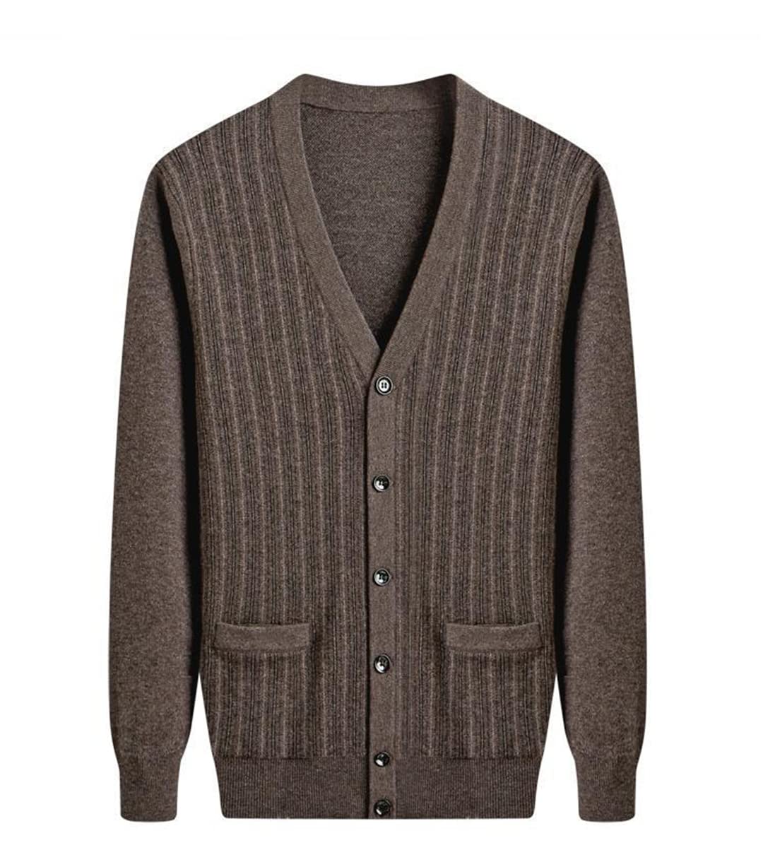 Premium Cashmere Men's V-Neck Knit Sweater Cardigan Coat - Soft & Warm for Spring & Fall - Perfect for Office, Casual Wear & Outdoor Activities