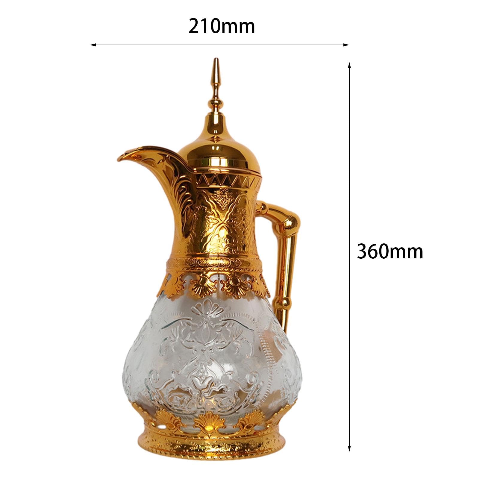 Premium 6L Stainless Steel Arabic Coffee Pot with Thermal Insulation - Elegant Gold Design for Serving Traditional Turkish/Gulf Coffee - Perfect for Home Entertaining, Cafes & Middle Eastern Gatherings