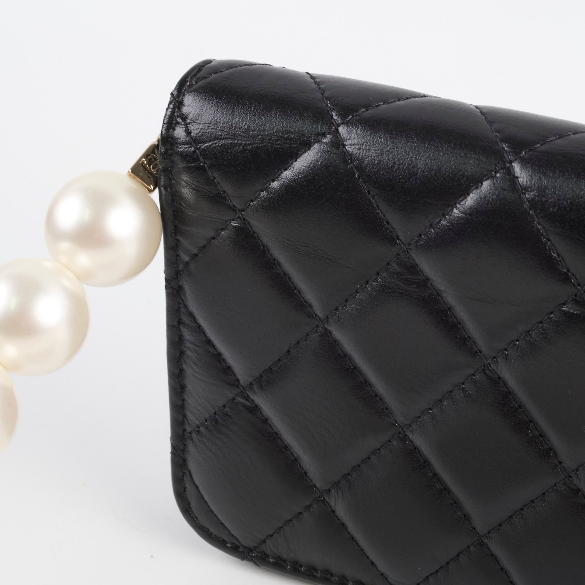 Chanel Micro Pearl Card Clutch with Chain - Black Series 31 | Luxury Small Wallet for Women | Perfect for Evening Parties, Weddings & Special Occasions