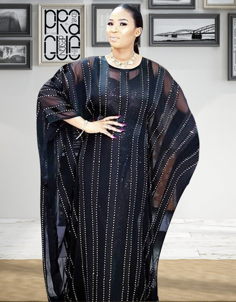 Elegant Black Dubai Line Partywear Kaftan for Women - Stylish & Comfortable Long Dress for Evening Parties, Weddings & Special Occasions