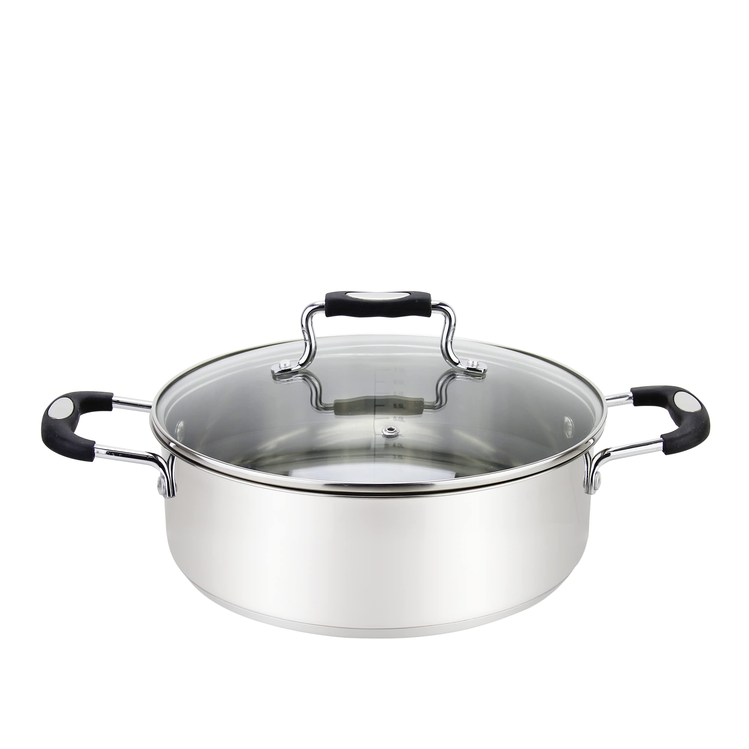 Premium 5 Quart Stainless Steel Dutch Oven - Induction Compatible Casserole Pot for Soup, Pasta, Braising & Slow Cooking | Mirror Finish Urban Collection | Perfect for Kitchen, Camping & Dinner Parties