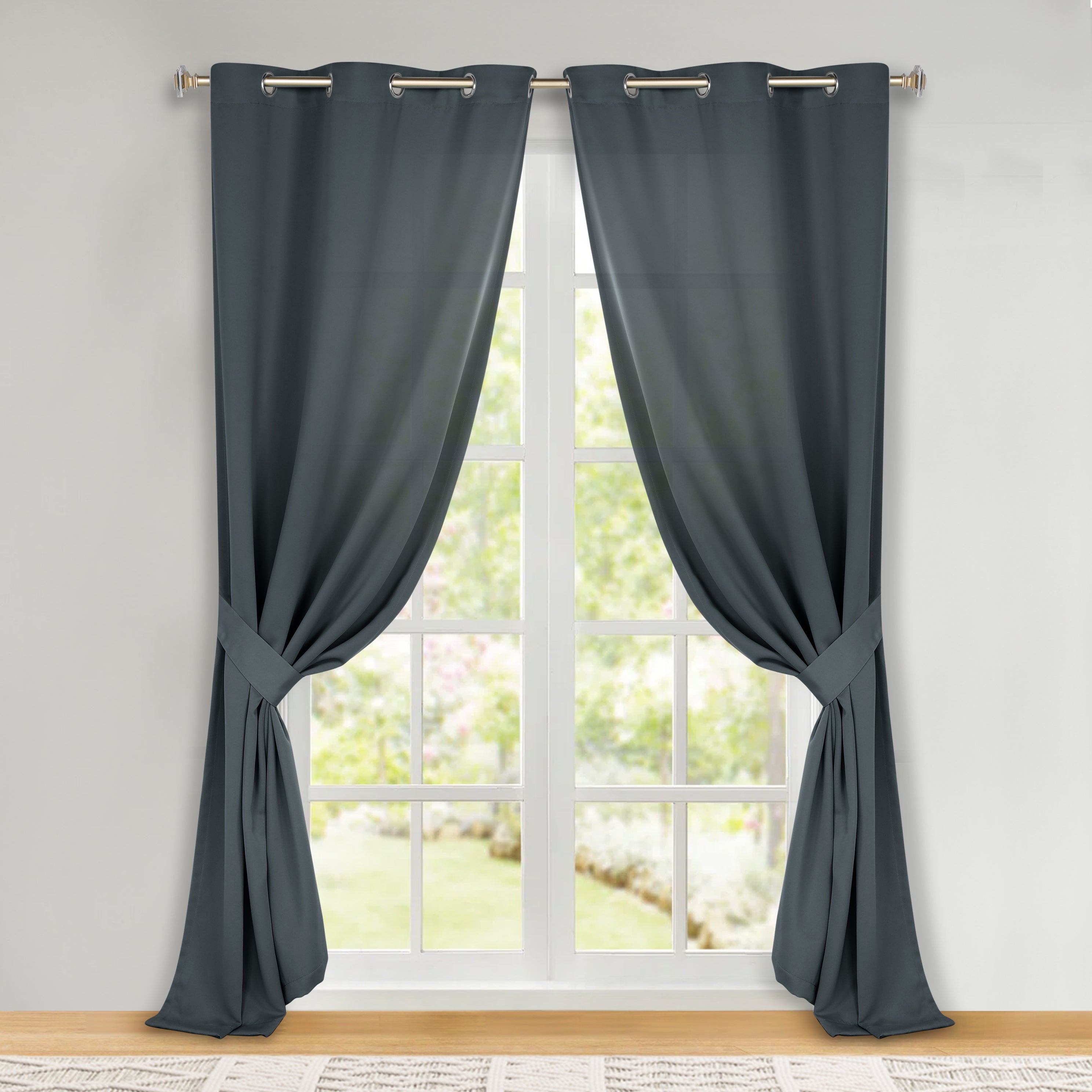 Premium Blackout Curtains Set of 2 - 100% Room Darkening, Machine Washable & Noise Reducing for Bedroom, Nursery & Home Theater