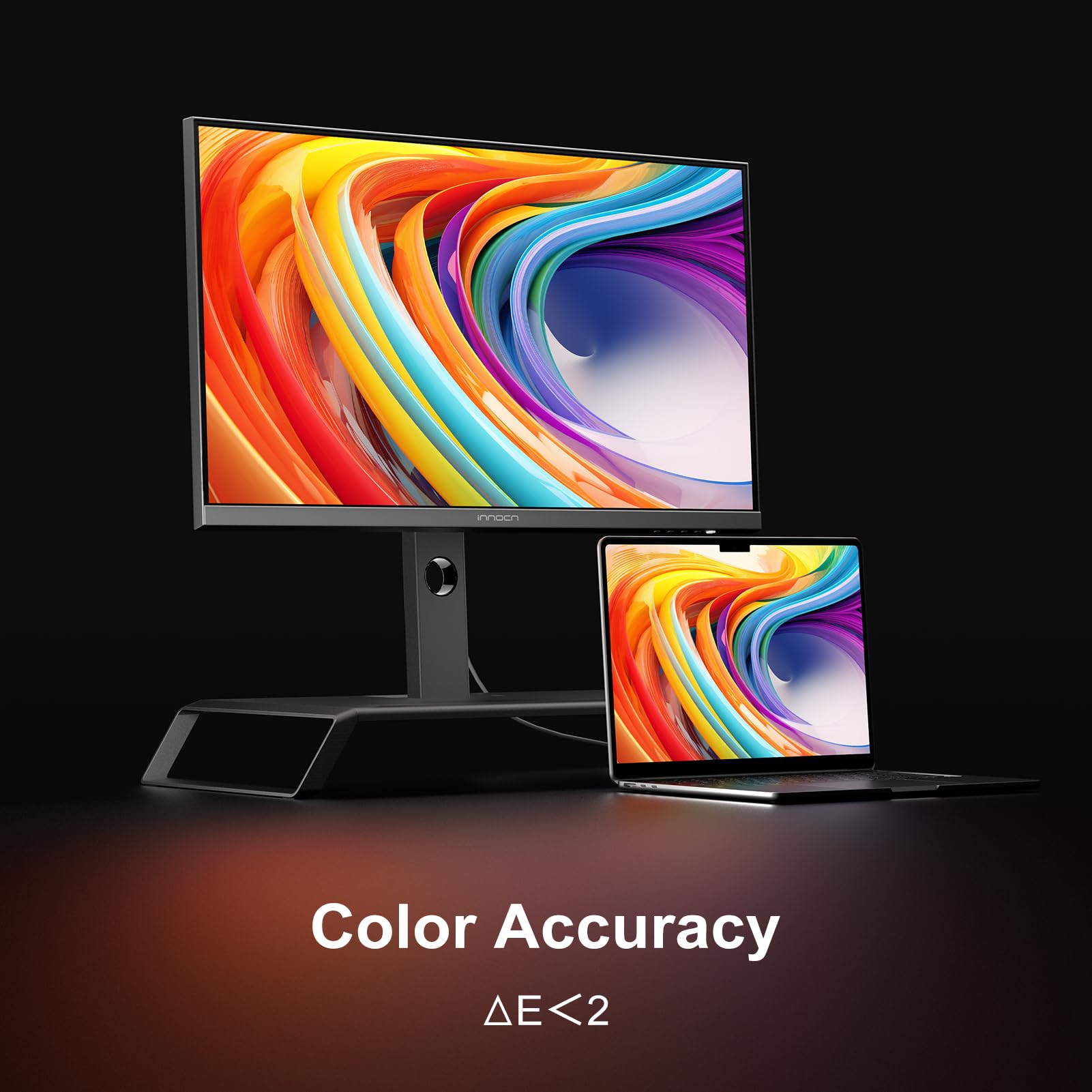 INNOCN 27 Inch 4K UHD Computer Monitor - 3840x2160 IPS LCD Display with USB-C, DP & HDMI Ports, 1.07B Colors, Built-in Speakers, Height Adjustable Stand (Black) - Perfect for Home Office, Gaming, and Graphic Design