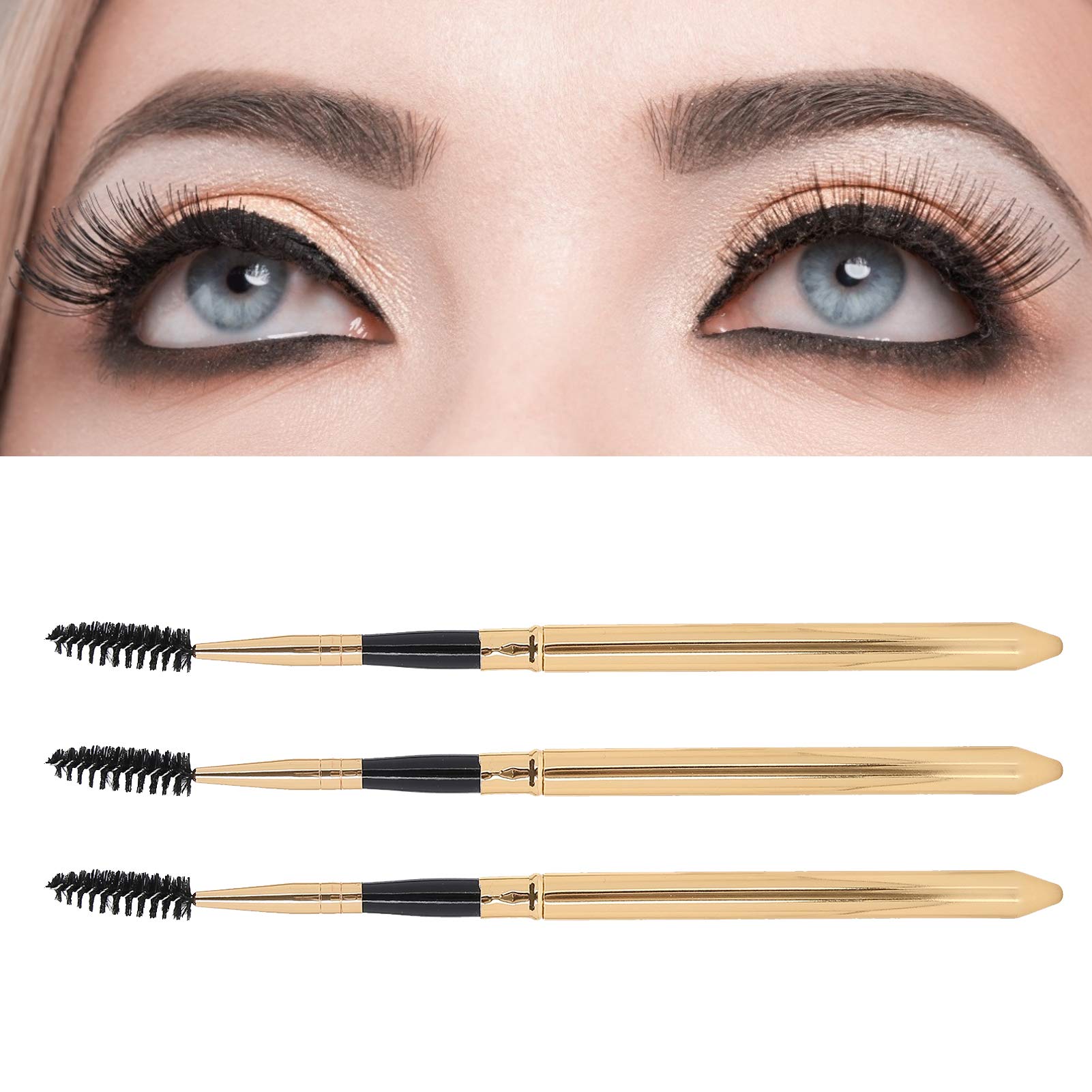 3pcs Mascara Wands Set - Eyelash & Eyebrow Brush with Metal Cover for Daily Makeup & Festivals