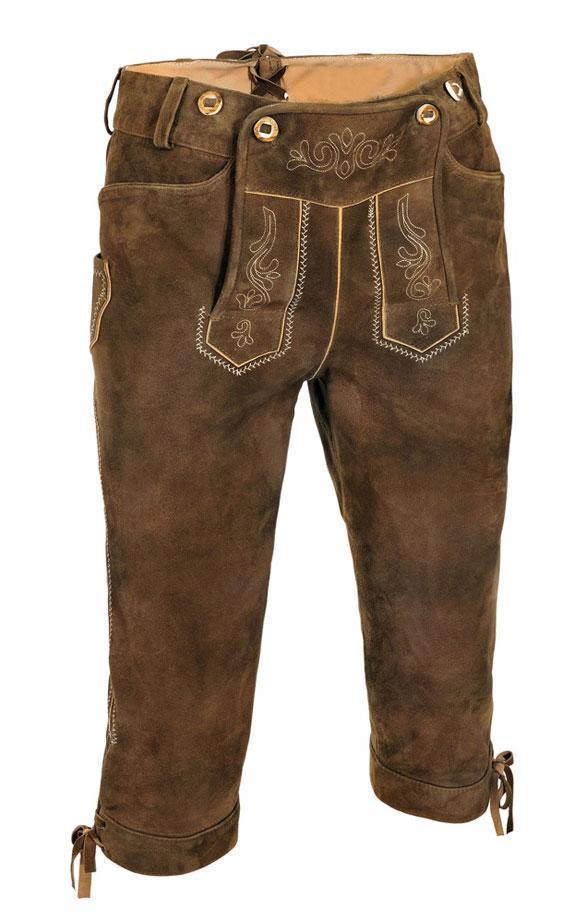 Alpen Schatz™ Men's Lederhosen Shorts - Authentic German Leather Shorts for Oktoberfest & Bavarian Festivals (No Suspenders) - Perfect for Costume Parties, Cultural Events & Beer Celebrations