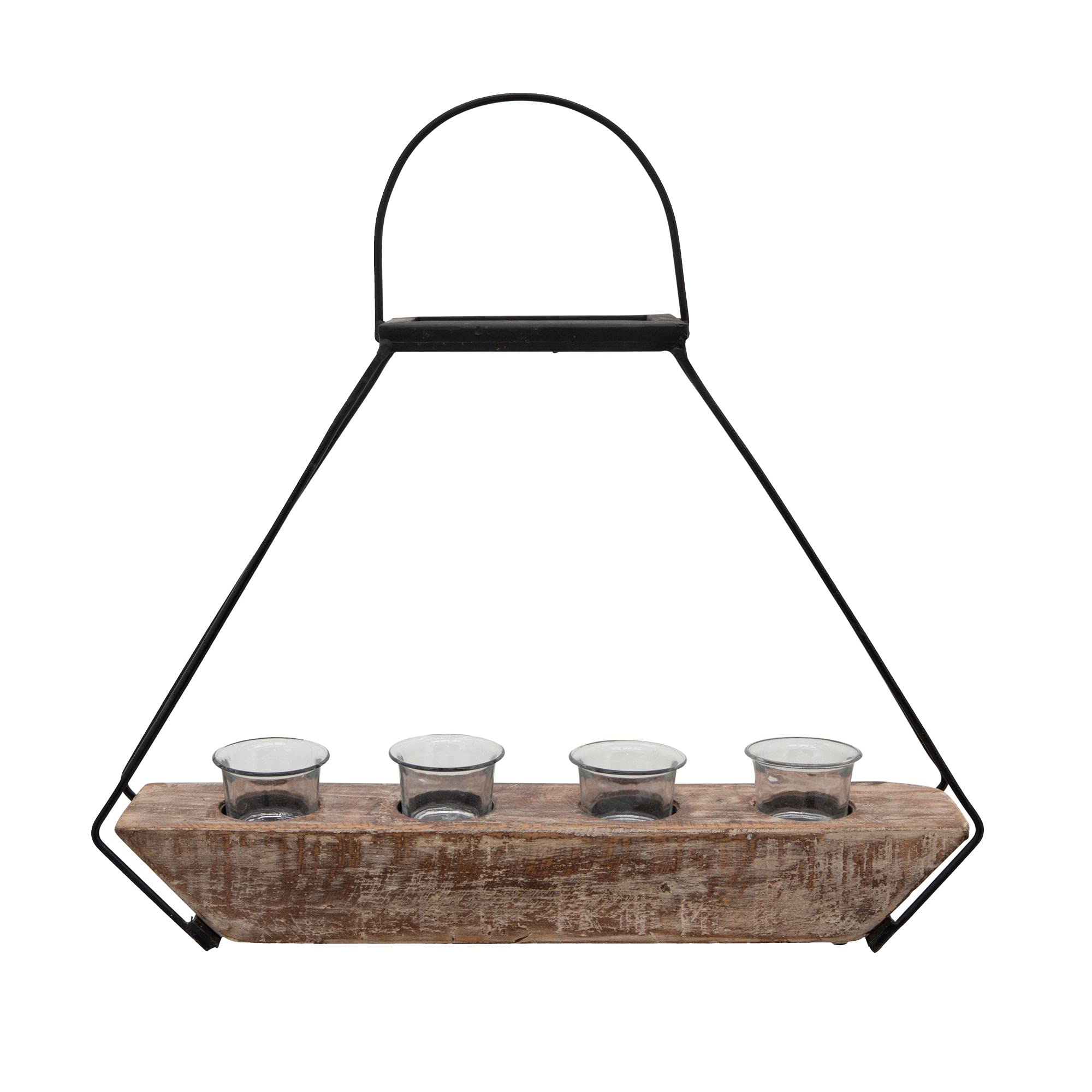 Kingston Living 18-Inch Brown 4-Cup Tealight Candle Holders - Elegant Home Decor for Dining Tables, Weddings & Romantic Ambiance