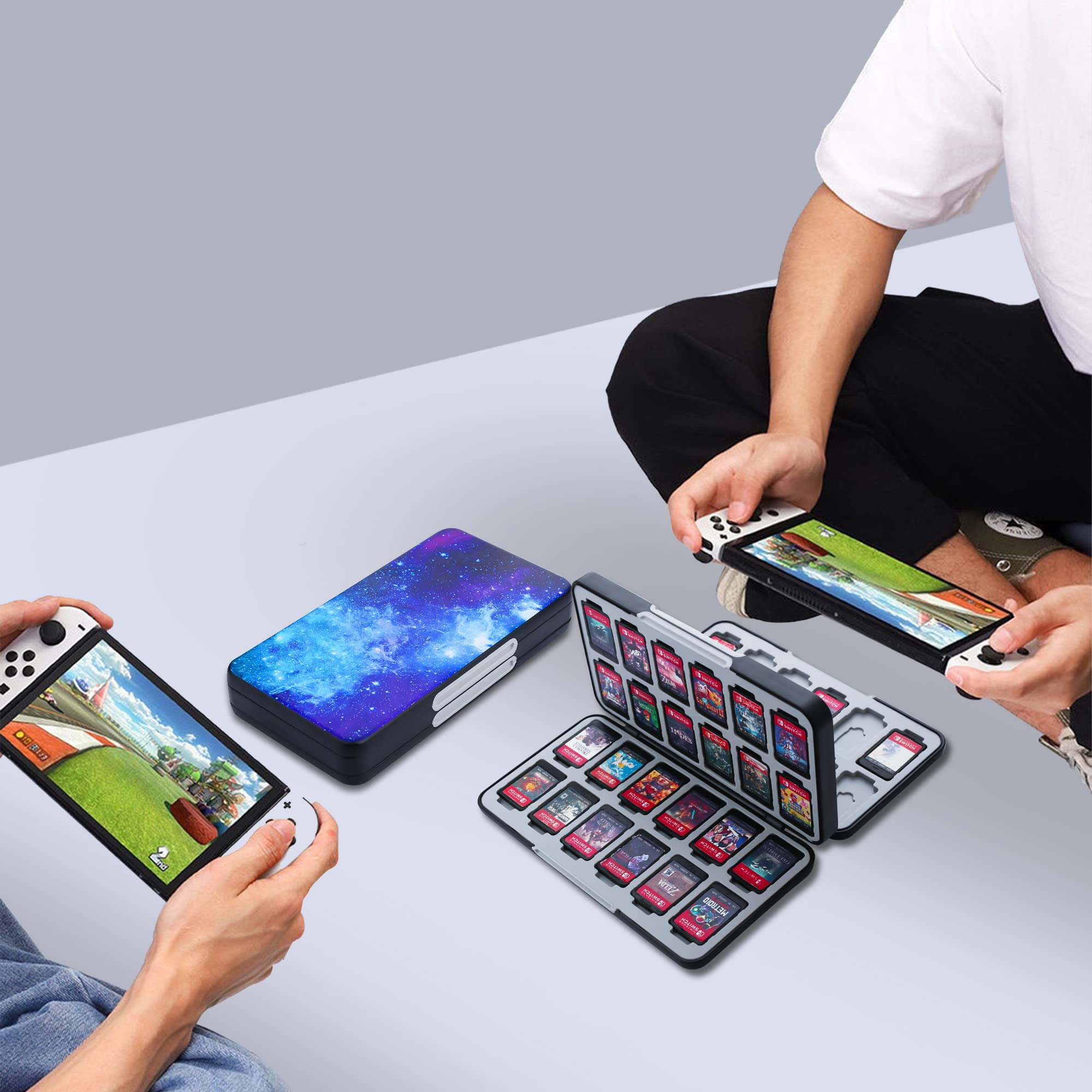 Premium Nintendo Switch Game Card Holder - 48 Game Cartridge & 24 SD Card Storage Case with Magnetic Closure for Switch/OLED/Lite - Durable Starry Sky Design - Perfect for Travel, Gaming Parties & Organized Storage