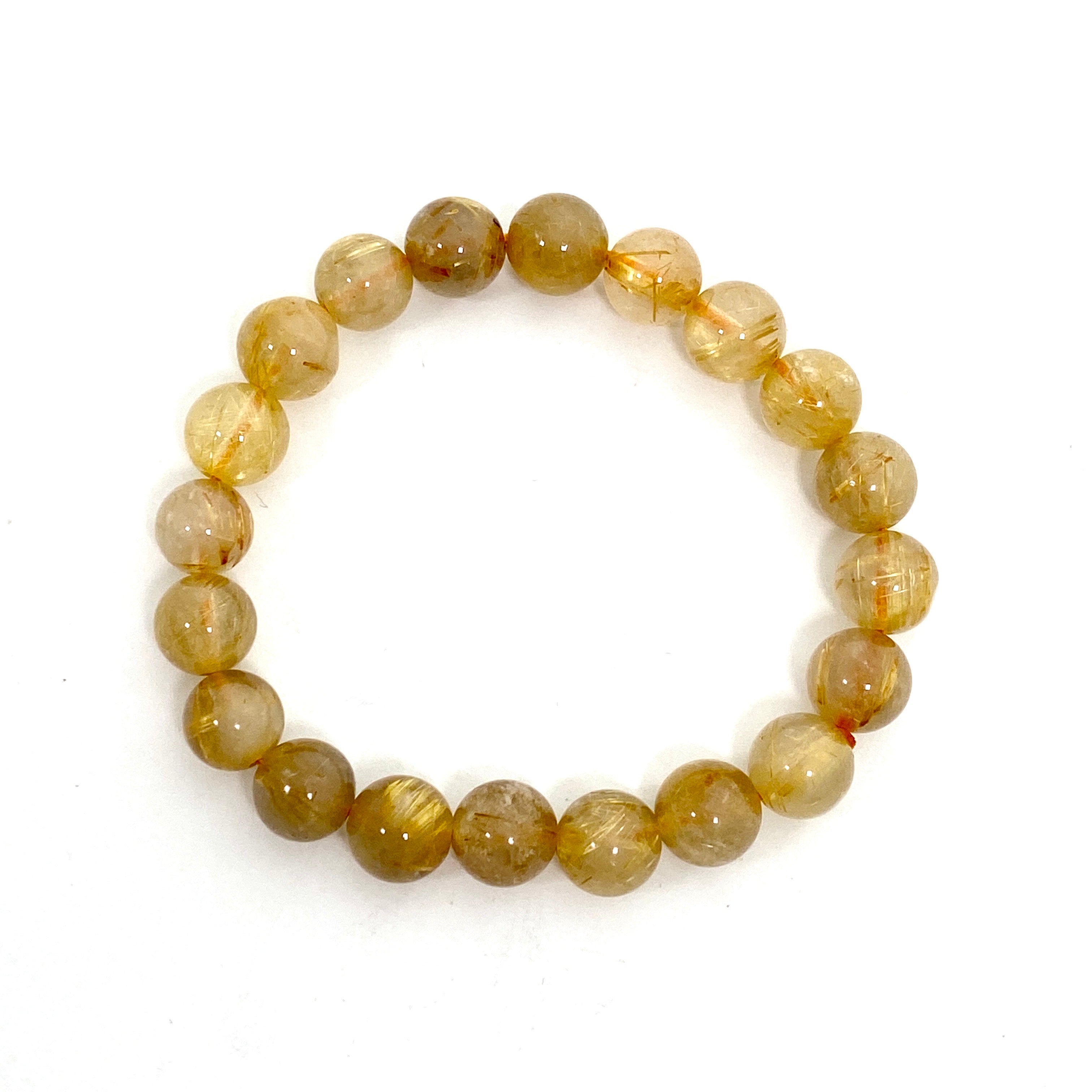Golden Rutilated Quartz Bracelet for Women - Natural Healing Crystal Jewelry for Energy Balance & Chakra Alignment - Perfect for Meditation, Yoga & Spiritual Gifts