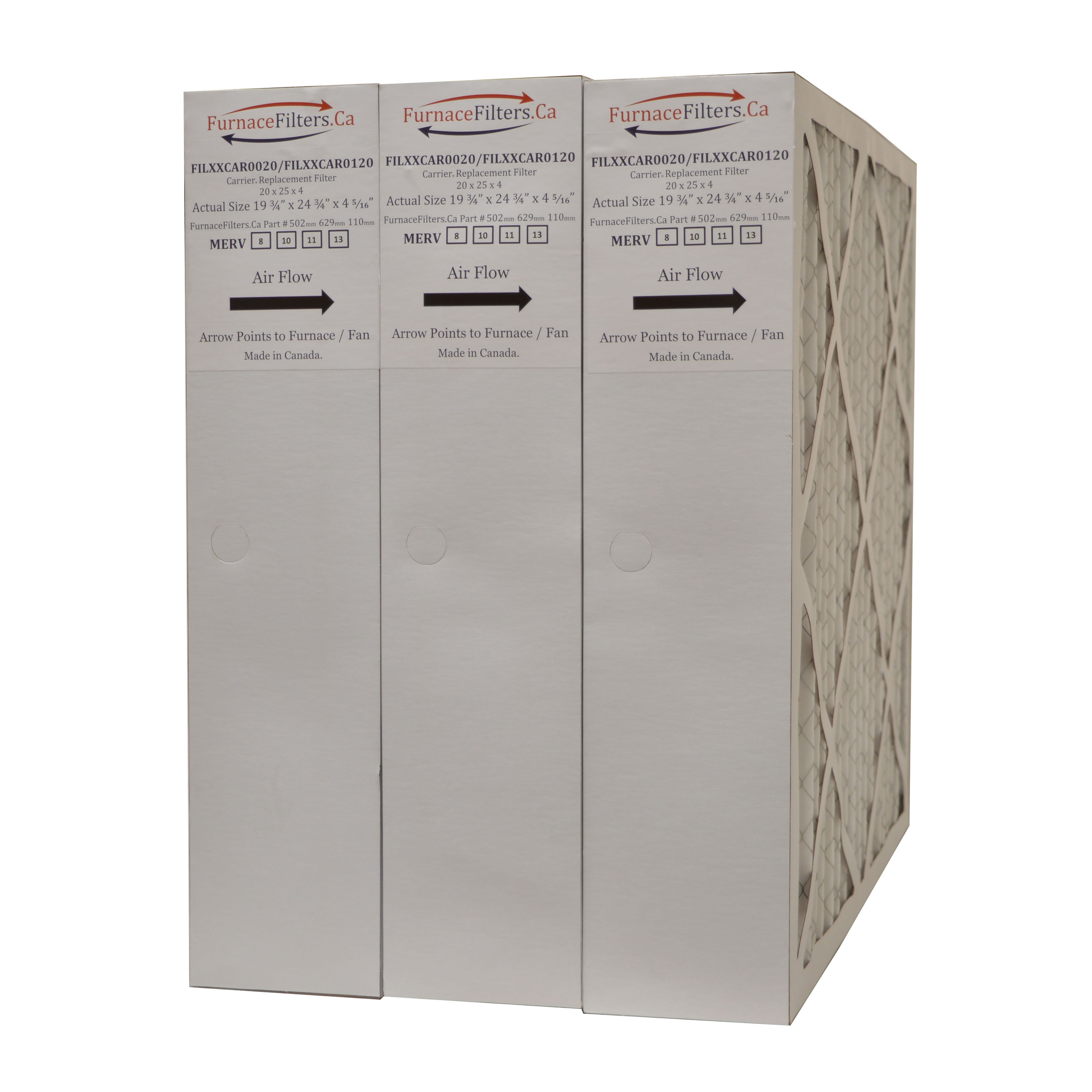 Carrier FILCCCAR0020 20x25x4 5/16 MERV 8 Air Filter (3-Pack) - Perfect for Home HVAC Systems, Furnaces & Air Conditioners - Improves Indoor Air Quality & Reduces Dust