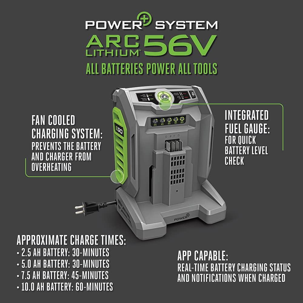 EGO Power+ CH7000 700W Turbo Fast Battery Charger for EGO 56V Lithium-Ion Batteries - Black | Ideal for Lawn Mowers, String Trimmers & Power Tools