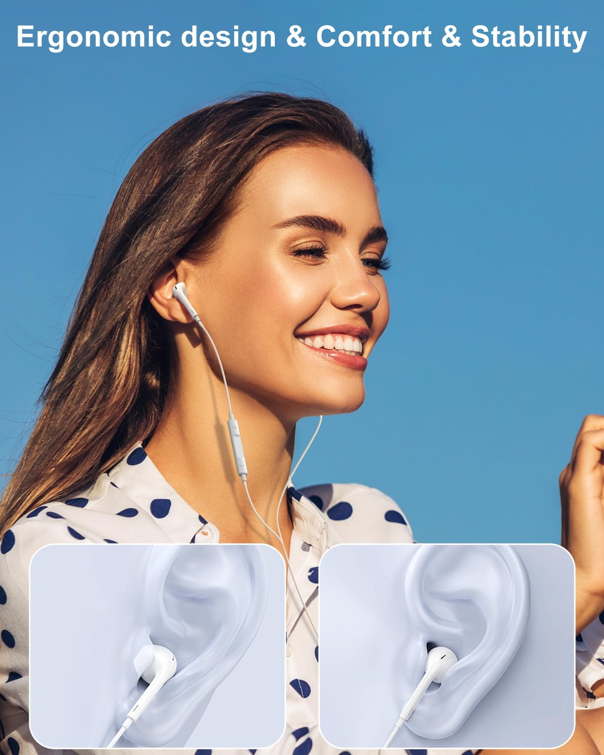 OLKIEQZ 2 Pack MFi Certified Lightning Earphones for iPhone - HiFi Stereo Wired Earbuds with Microphone, Volume Control & Noise Cancelling - Compatible with iPhone 14/13/12/Pro/Max/8/7 & iPad - Perfect for Workouts, Commuting & Gaming