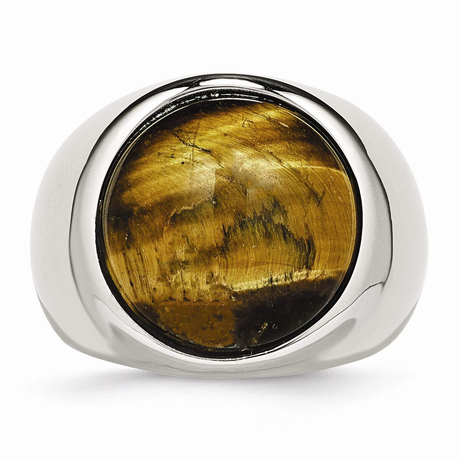 The Black Bow Men's Large 20mm Stainless Steel Tiger's Eye Tapered Ring - Perfect for Casual Wear, Gifts, and Special Occasions