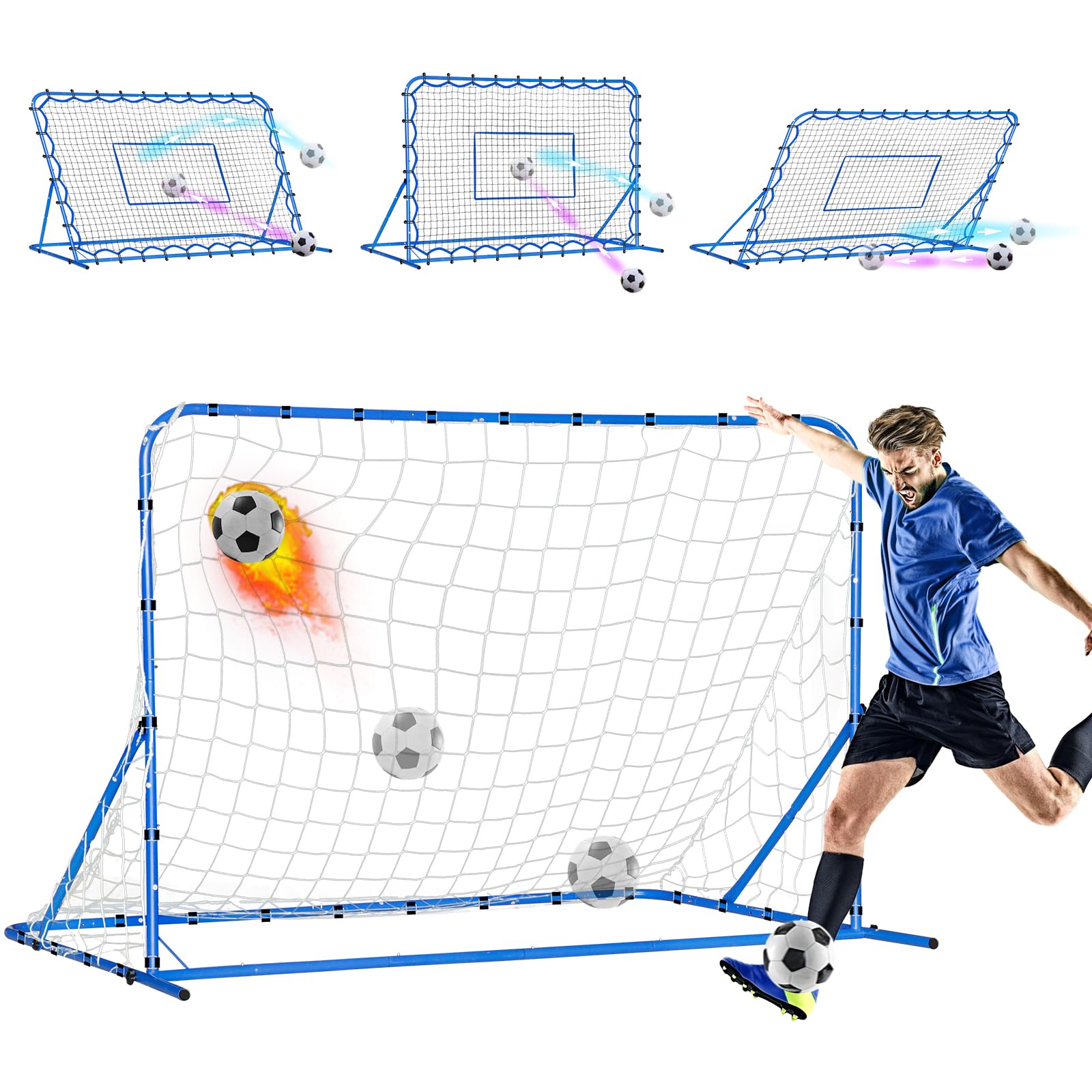 Dual-Mode Soccer Goal & Rebounder Net - Premium Durable Training Equipment for Shooting, Control & Passing Practice - Adjustable Angle for All Skill Levels - Perfect Soccer Gift for Kids, Teens & Adults - Ideal for Backyard, Park & Team Training Sessions