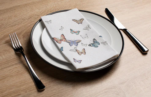 Disposable Linen-Like Paper Guest Towels - 16 Pack Butterfly Design | Soft & Absorbent for Parties, Weddings & Home Use