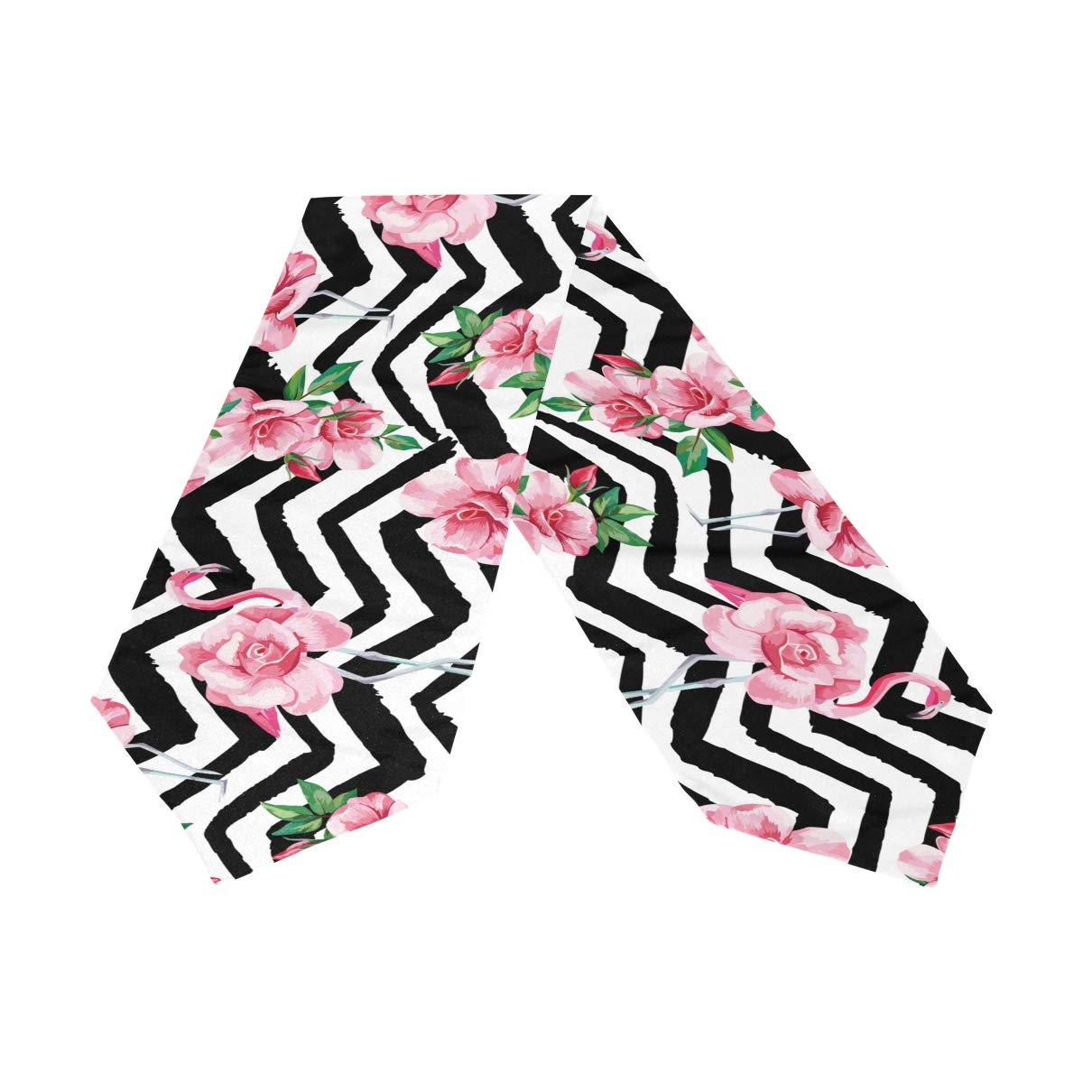Pink Flamingo Table Runner - Striped Polyester Decor for Parties & Dinners
