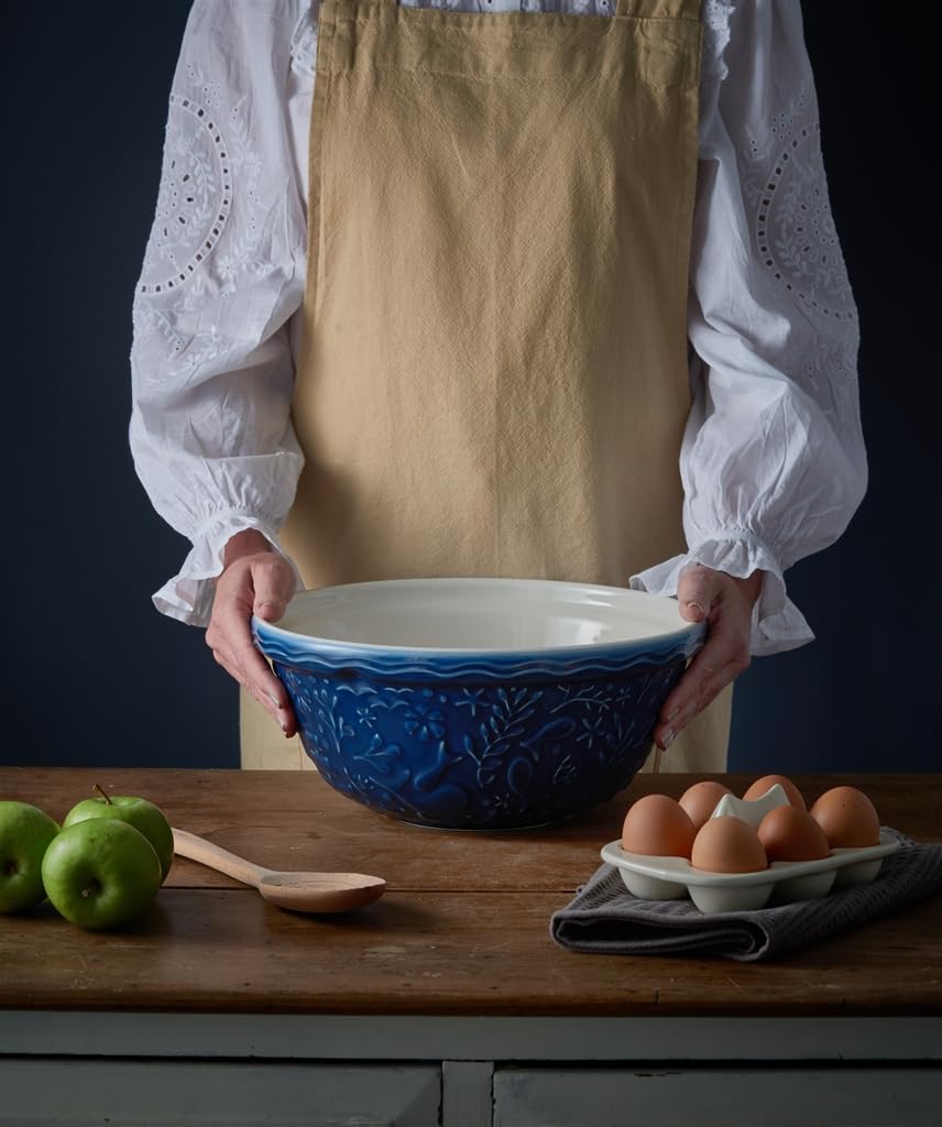 Mason Cash Nautical Collection Mixing Bowl - 12-Inch Ceramic Baking Bowl with Non-Slip Base | Perfect for Baking, Mixing Dough & Kitchen Decor