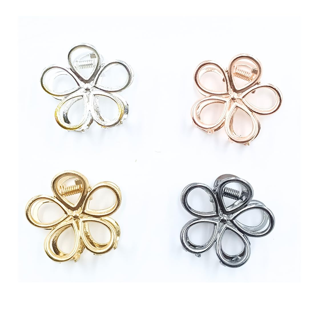 PANCIKAA Minimalist Dainty Round Geometric Hair Clips for Women & Girls - 4 Pack Set - Perfect for School, Work, Parties & Everyday Styling