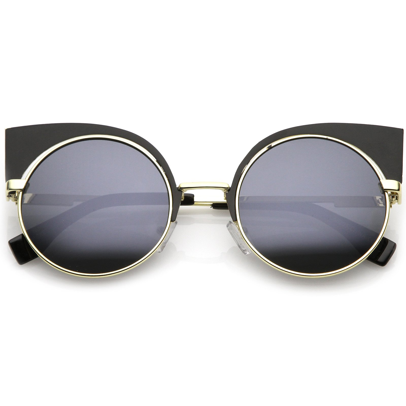 ZeroUV Women's Metal Frame Cat Eye Sunglasses - 54mm Round Cutout Design UV Protection - Perfect for Beach, Driving & Fashion Accessories