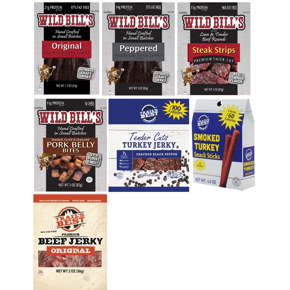 Buffalo Bills Multi-Brand 25-Piece Meat Sampler Gift Set - Beef Jerky, Turkey Jerky & Assorted Snacks for Sports Fans, Camping & Road Trips