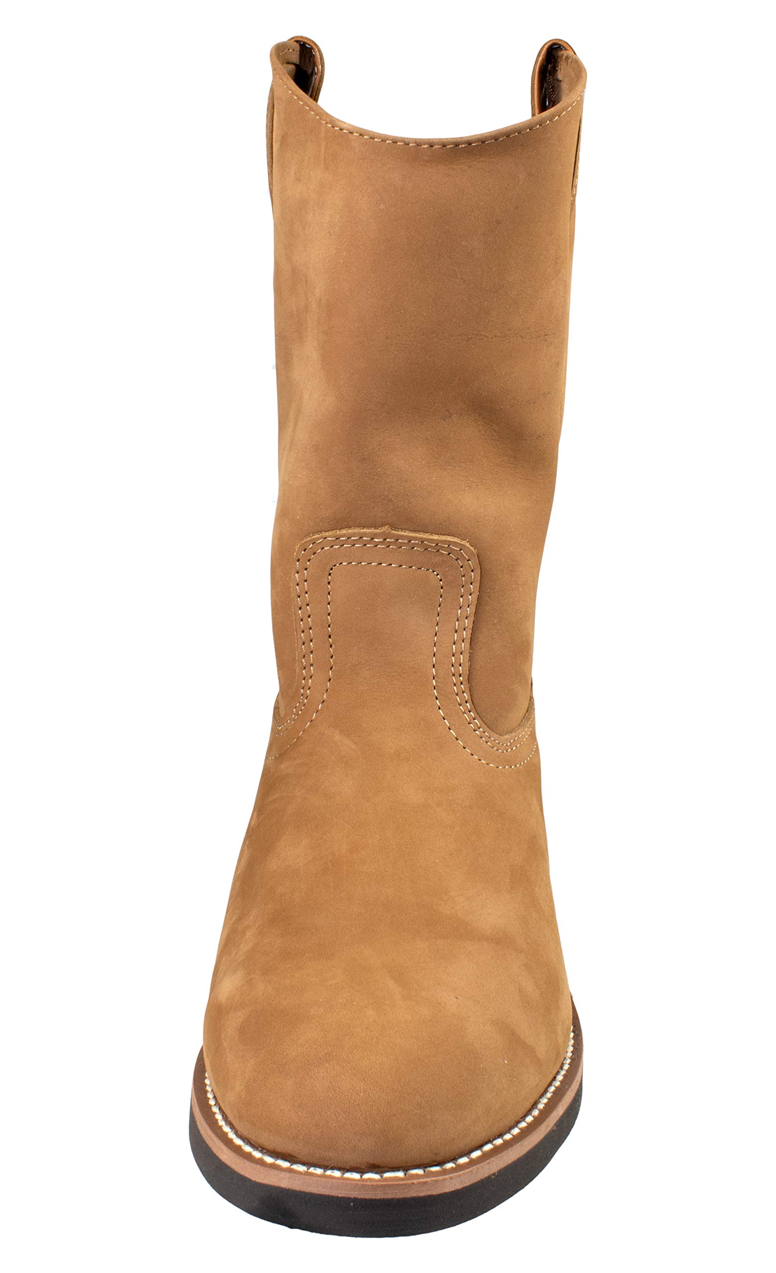 **Men's Work Boots - Establo Nubuck Leather in Cinnamon, Round Toe - Durable & Comfortable for Construction, Hiking & Outdoor Work**