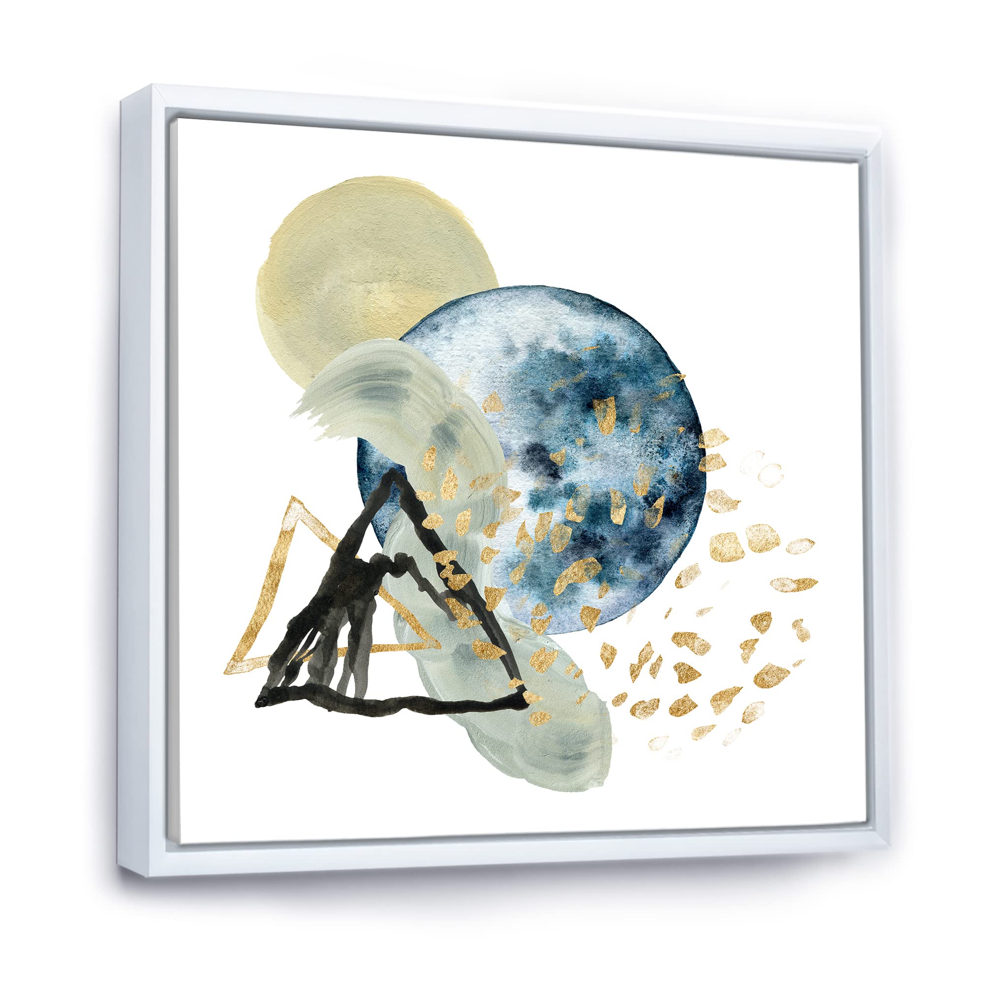 DesignQ Minimalist Mountain Landscape with Moon II - Modern Framed Canvas Wall Art Print for Living Room, Bedroom & Office Decor