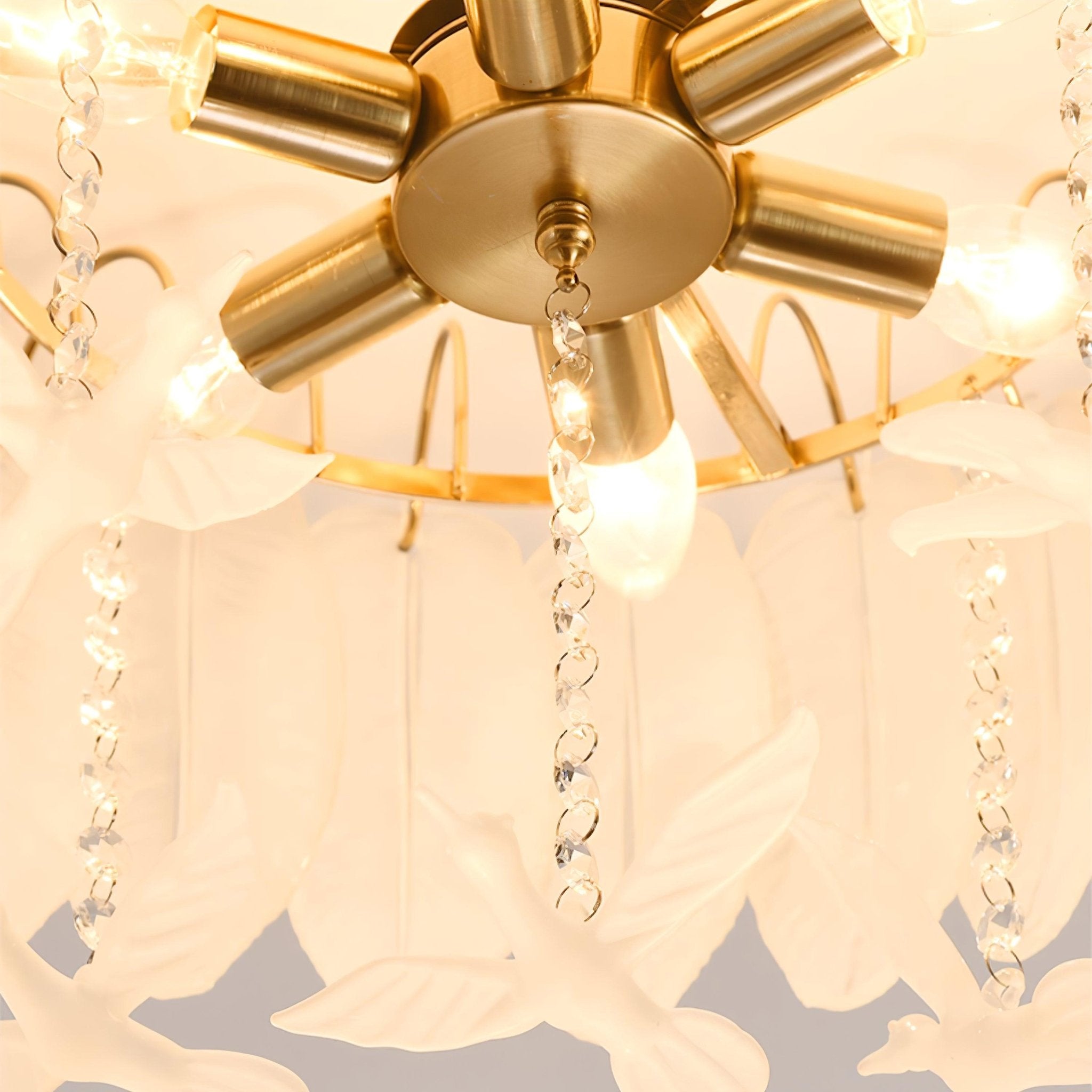 Elegant Glass Feather Ceiling Light Fixture - Modern Crystal Chandelier for Dining Room, Bedroom & Living Room Decor - Perfect for Home, Hotel and Wedding Venue Lighting