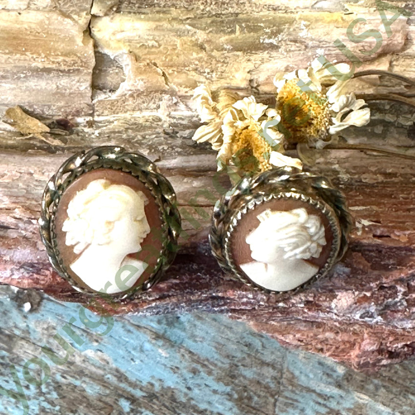Vintage Hand Carved Shell Cameo Pierced Earrings - 14K Gold Filled Dangle Earrings for Women | Elegant Vintage Jewelry Gift for Mother's Day, Wedding & Special Occasions
