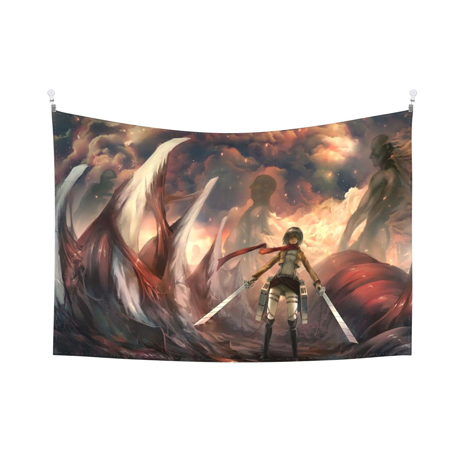 Attack on Titan Anime Tapestry - 60x40 Inch Black Wall Hanging for Bedroom, Living Room & Dorm Decor | Japanese Manga Themed Wall Art for Anime Fans & Home Aesthetic | Perfect for Gaming Rooms, Themed Parties & Otaku Gifts