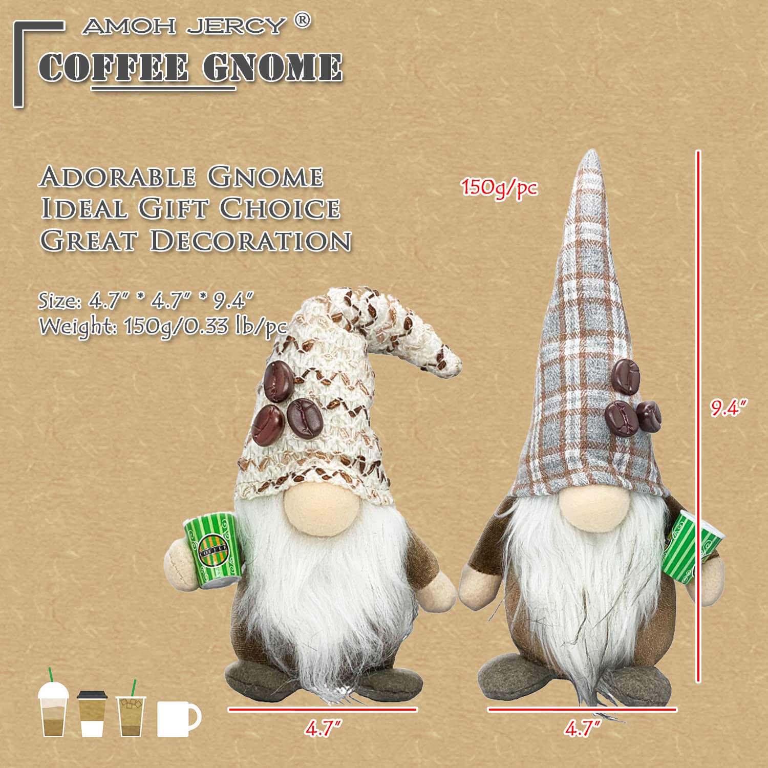 Handmade Coffee Gnomes - Rustic Espresso Decor for Barista & Kitchen