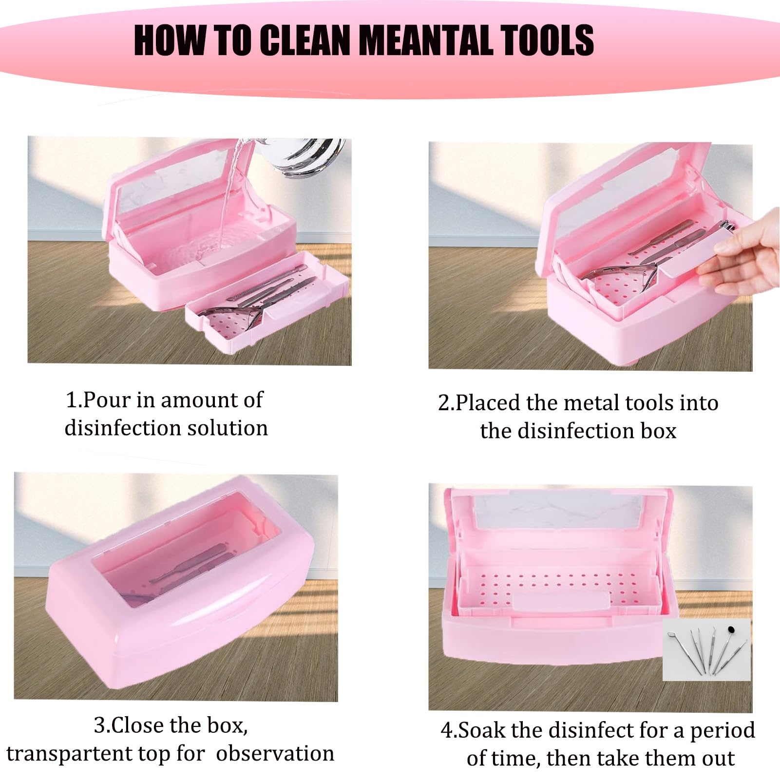 Shmian Nail Tool Sterilizer - Plastic Soaking Cleaning Tray for Tweezers, Manicure & Barber Tools | Professional Nail Salon & Home Use Clipper Cleaner | Perfect for Sanitizing Nail Salon Equipment & Personal Grooming Kits