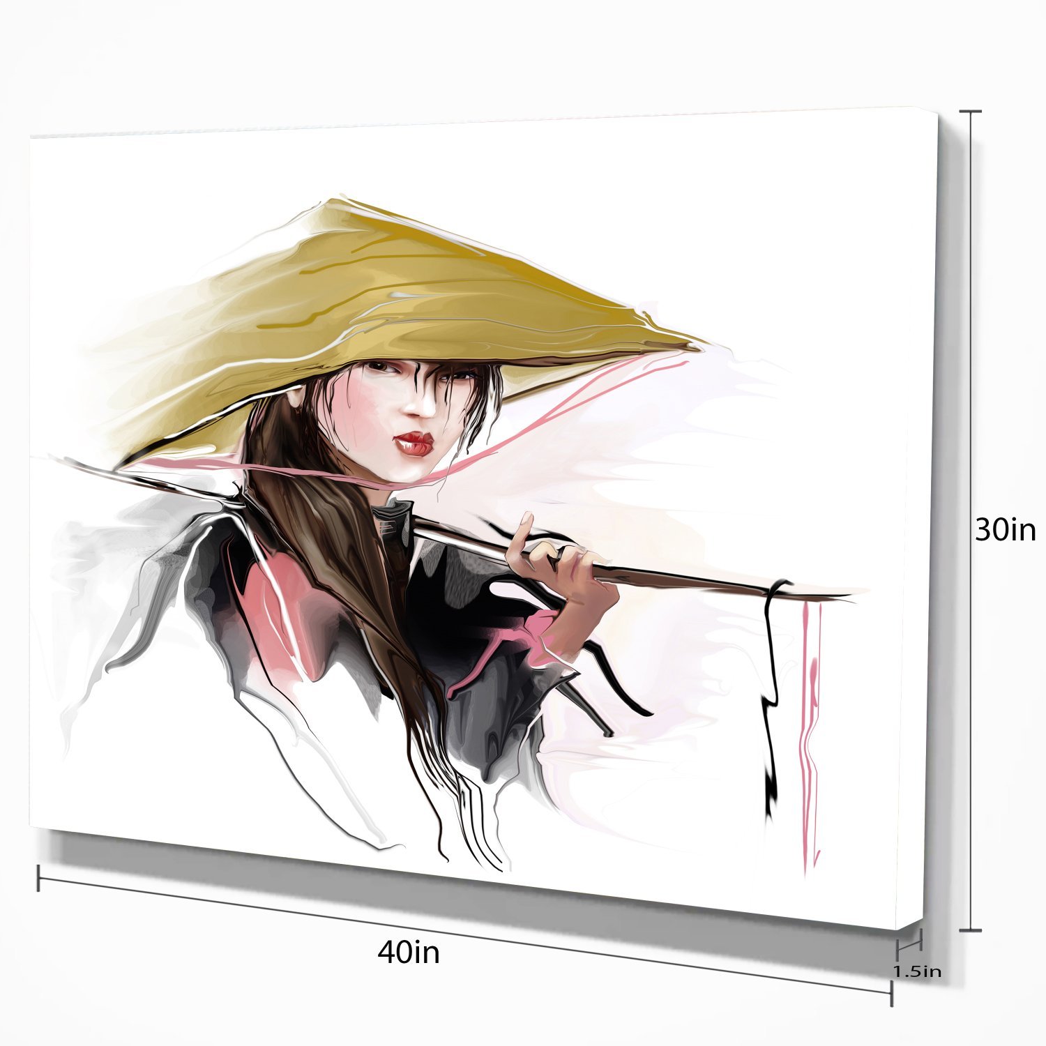 Vietnamese Woman Digital Art Portrait Canvas Print - Elegant Wall Decor for Living Room, Bedroom & Office - Unique Gift Idea for Art Lovers