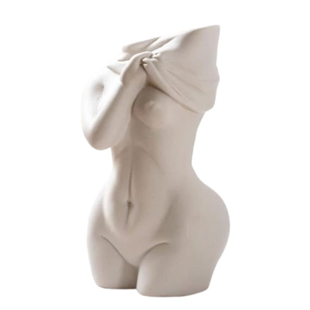 White Ceramic Feminine Curve Vase - Elegant Floral Vase for Modern Bohemian Home Decor | Perfect for Centerpieces, Wedding Decor & Boho Chic Living Spaces