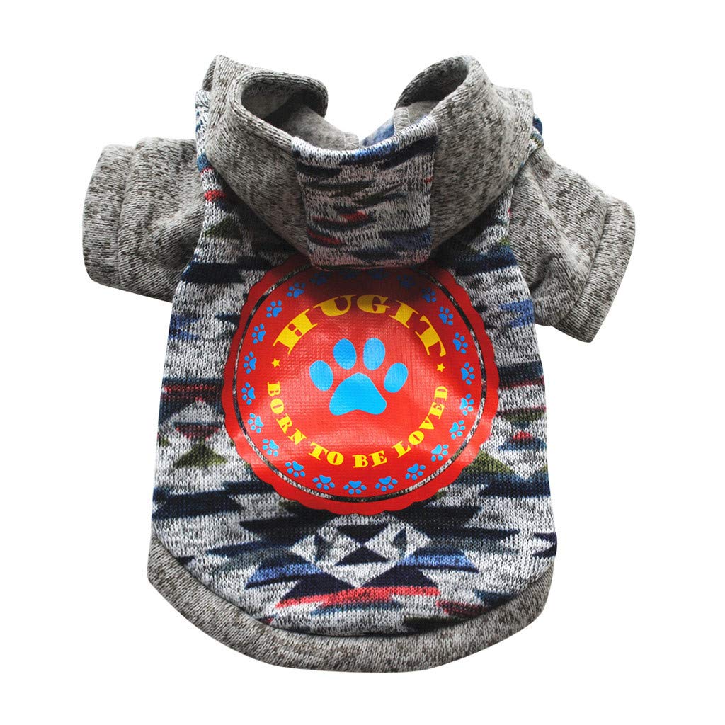 Dog Hoodie Sweatshirt - Winter Pet Coat with Cat Print & Color Stitching - Warm Dog Clothes for Small Medium Large Dogs - Perfect for Cold Weather & Outdoor Walks