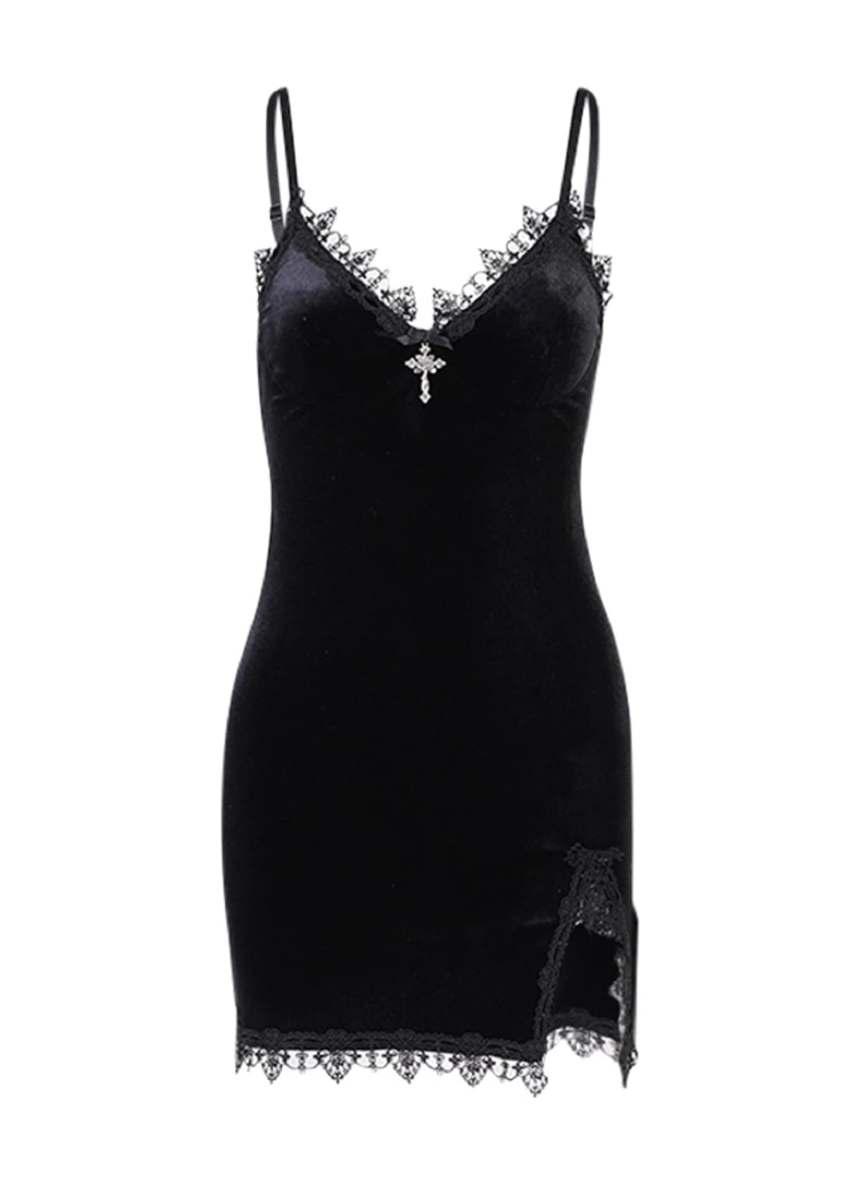 Gothic Mini Dress for Women - Velvet Sleeveless Lolita Dress | Emo Grunge Punk Style | Sexy Halter Neck Gothic Dress | Perfect for Halloween, Cosplay, and Nightclub Outfits