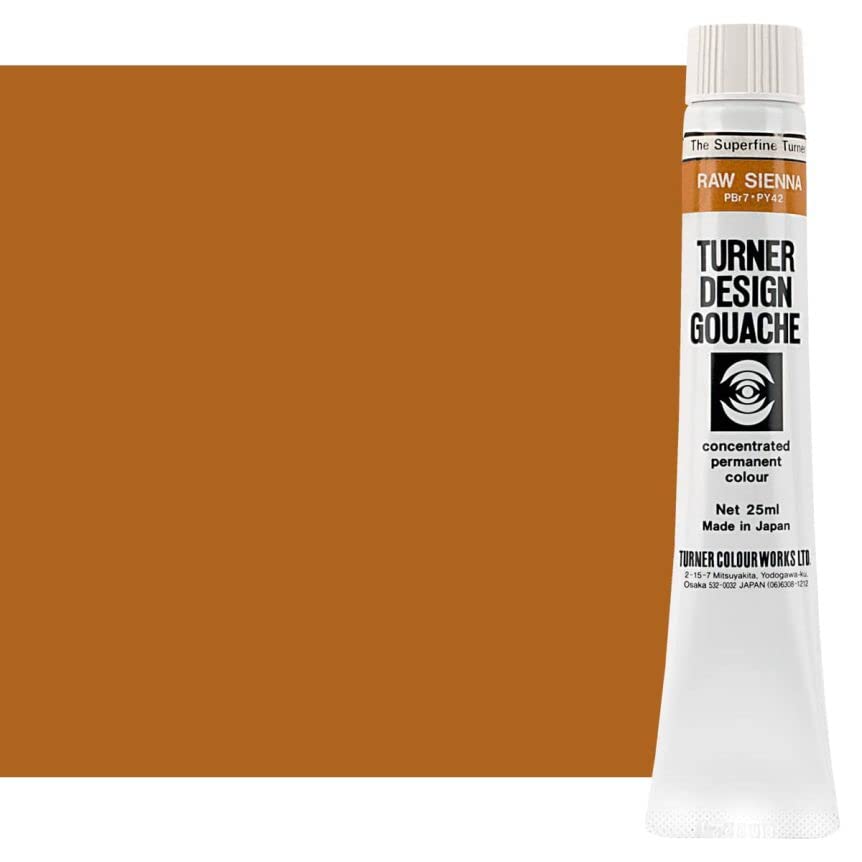 Turner Colour Works Design Gouache Premier Opaque Watercolor Paint - 25ml Tube - Raw Sienna | Professional Artist Grade Watercolor for Painting, Illustration & Calligraphy | Perfect for Studio, Classroom & Outdoor Sketching