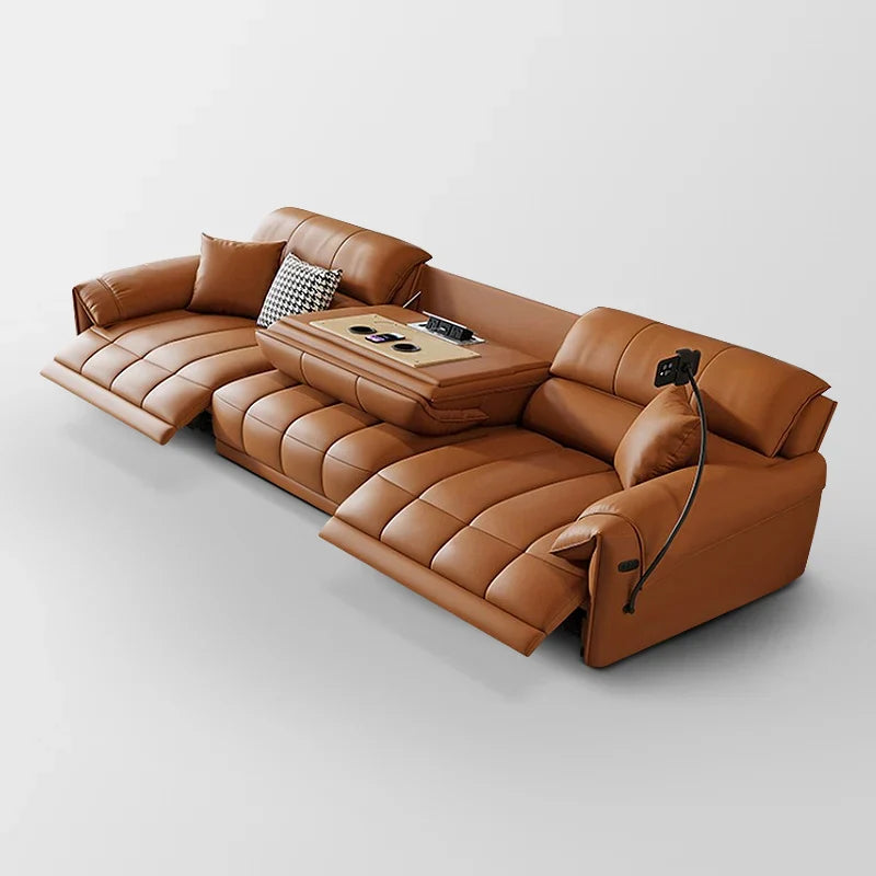 Italian Genuine Leather Recliner Loveseat Sofa - Premium Leather Reclining Couch with Adjustable Backrest for Living Room, Home Theater & Lounge Spaces