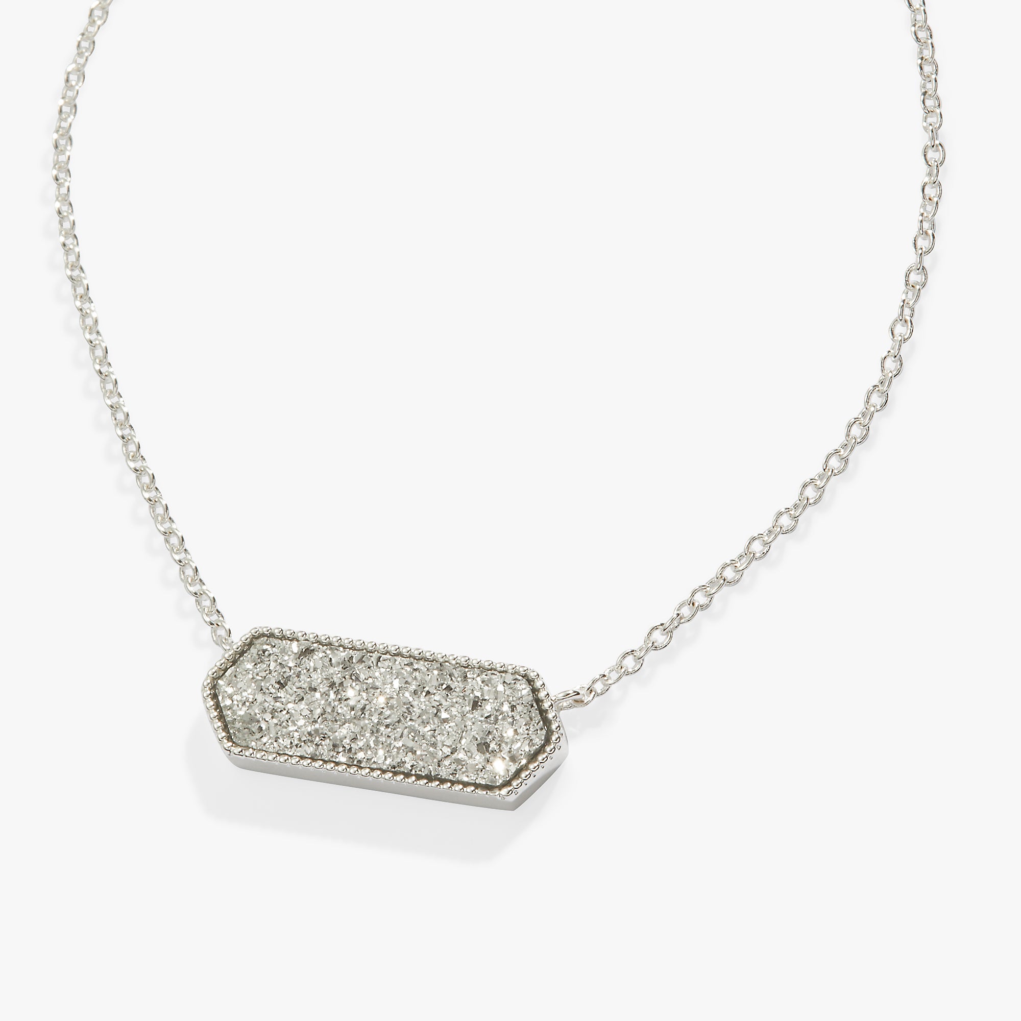 Glitter Druzy Pendant Necklace in Silver - Elegant Crystal Jewelry for Women, Perfect for Parties, Weddings & Everyday Wear
