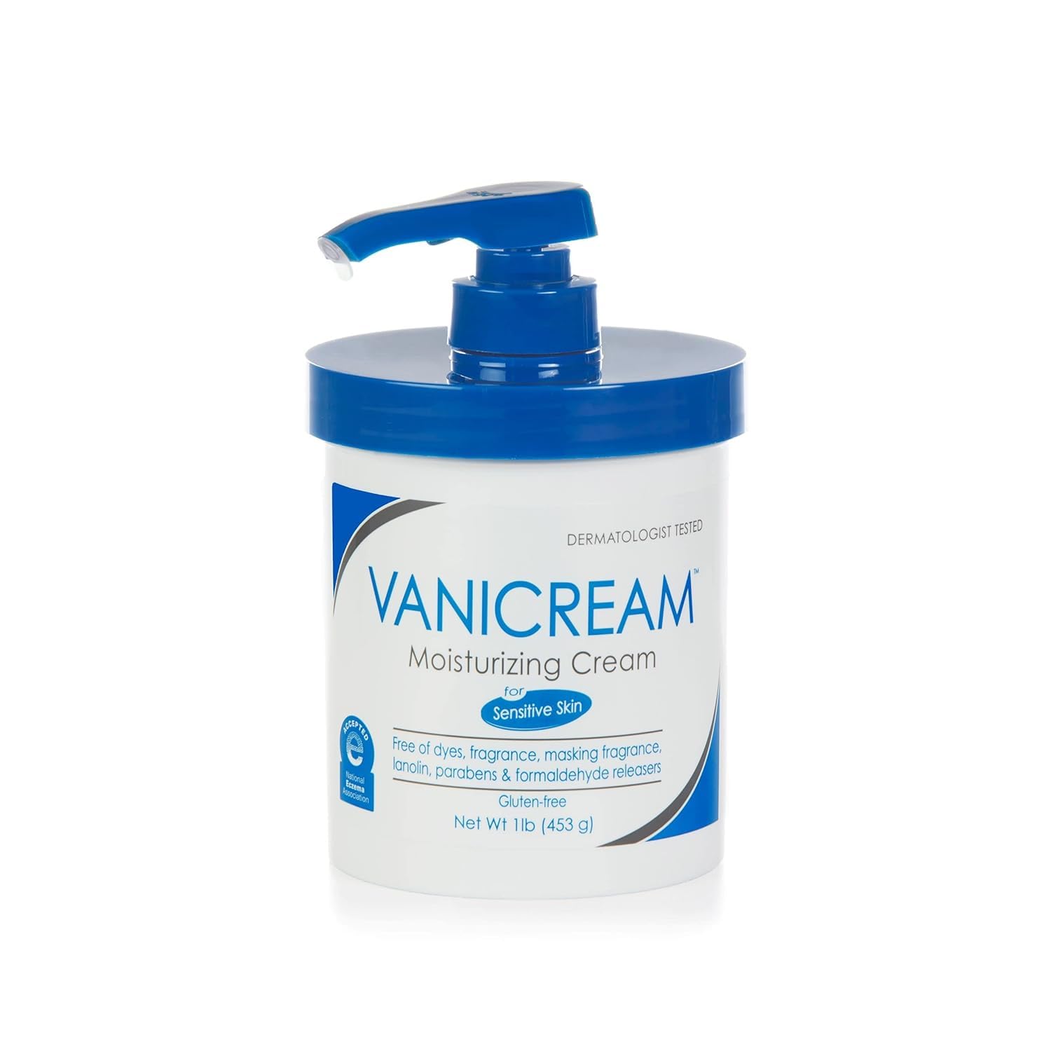 Vanicream Moisturizing Skin Cream for Sensitive Skin - 16 fl oz Fragrance-Free, Non-Irritating Moisturizer with Pump Dispenser - Ideal for Dry Skin, Eczema & Dermatitis Care - Daily Face & Body Hydration