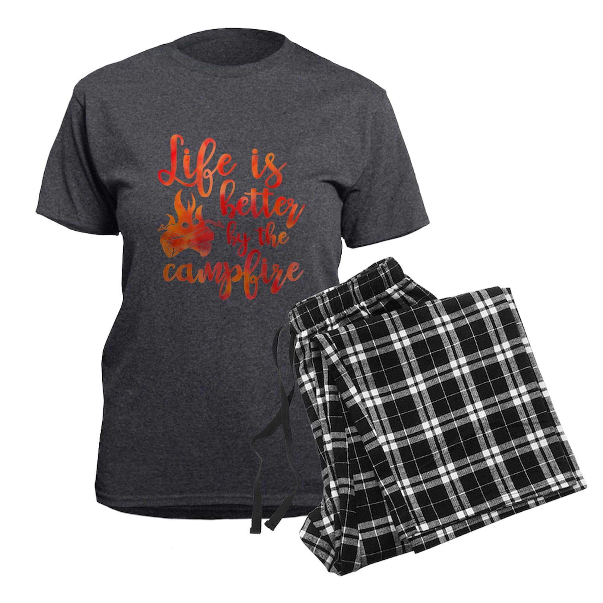 Life's Better by the Campfire Women's Charcoal Pajama Set - Cozy Lounge & Sleepwear for Women - Perfect for Camping, Sleepovers & Relaxing at Home