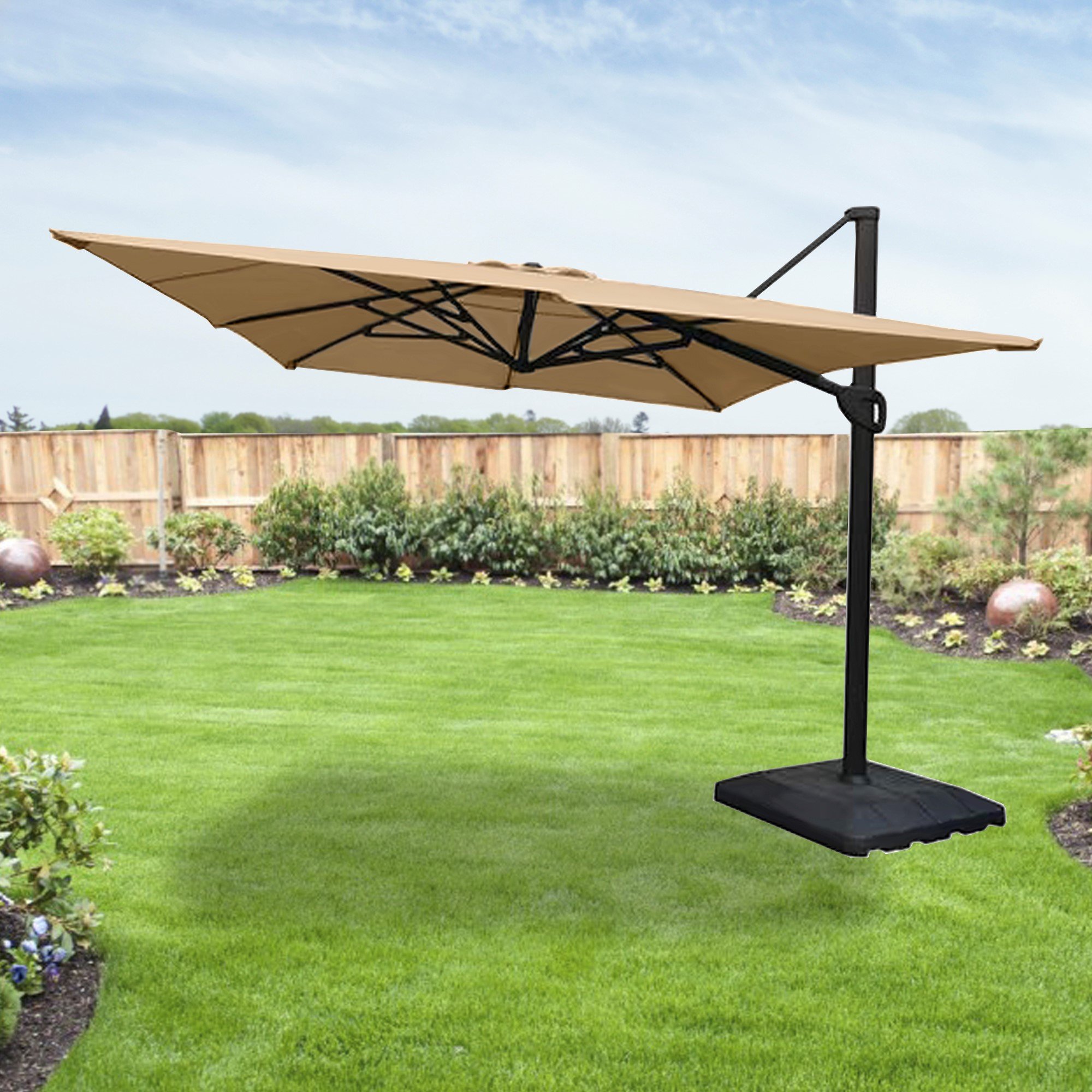 Backyard Creation 10' x 13' Offset Umbrella Replacement Canopy Top Cover - RipLock 500 Technology for Outdoor Patio, Poolside & Garden Shade