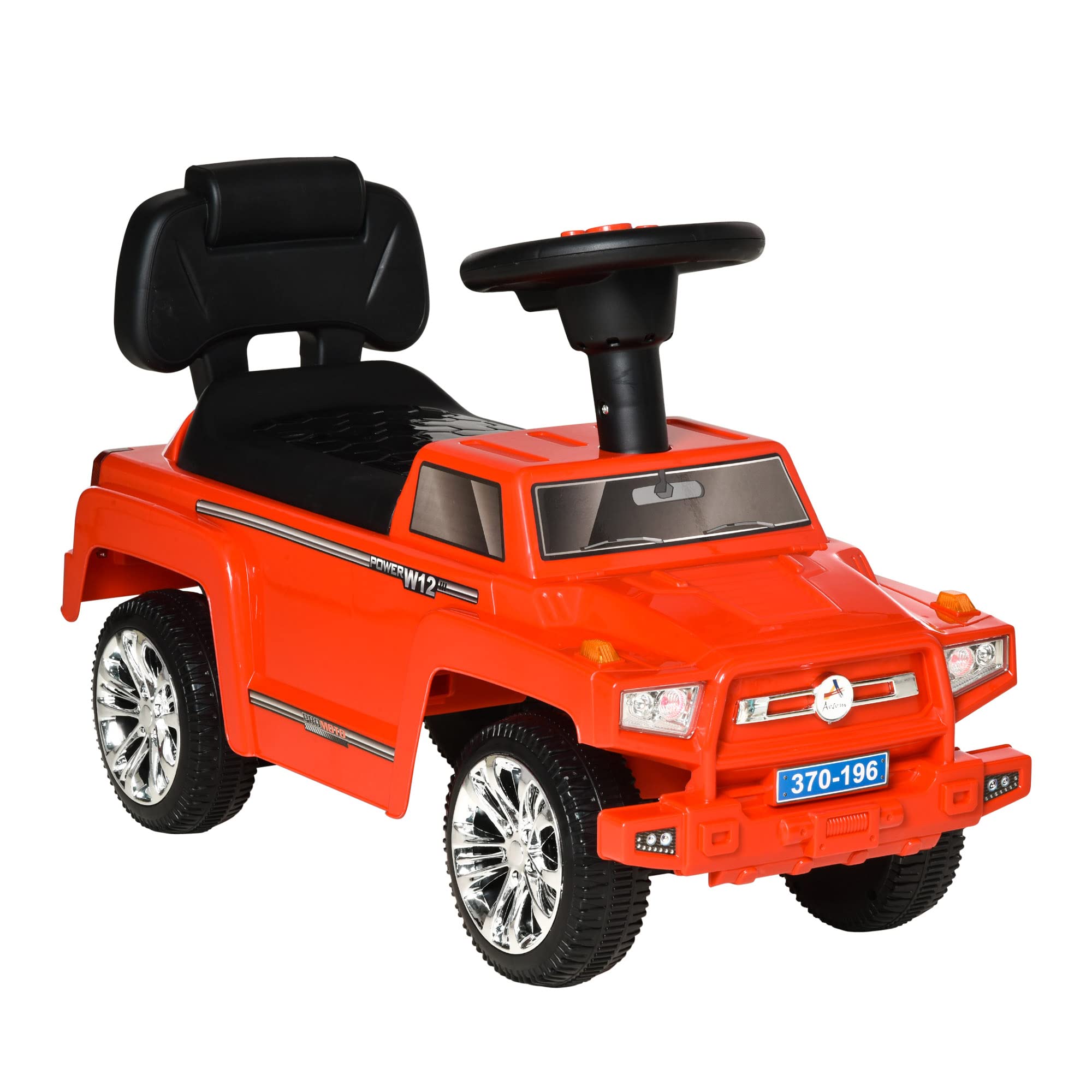 Aosom Kids Ride On Push Car - SUV Style Sliding Walking Toy for Toddlers with Horn, Music, LED Lights, Hidden Storage & Anti-Tip Safety System - Red | Fun Outdoor & Indoor Play Vehicle for Boys & Girls Ages 1-3 Years