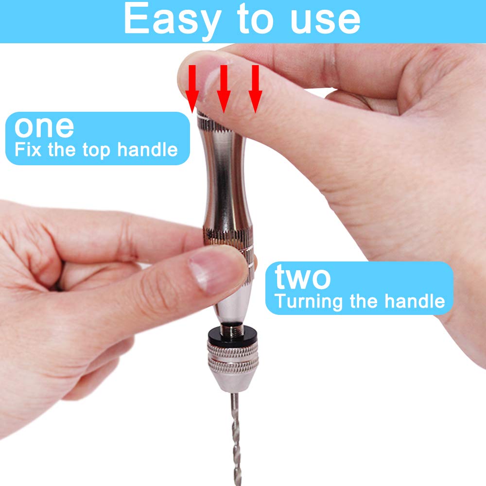 Precision Hand Pin Vise with 20-Piece Drill Bit Set - Mini Rotary Tool for Resin Casting, Jewelry Making, Wood & Plastic Crafting - Perfect for DIY Projects, Model Building & Small Repair Work