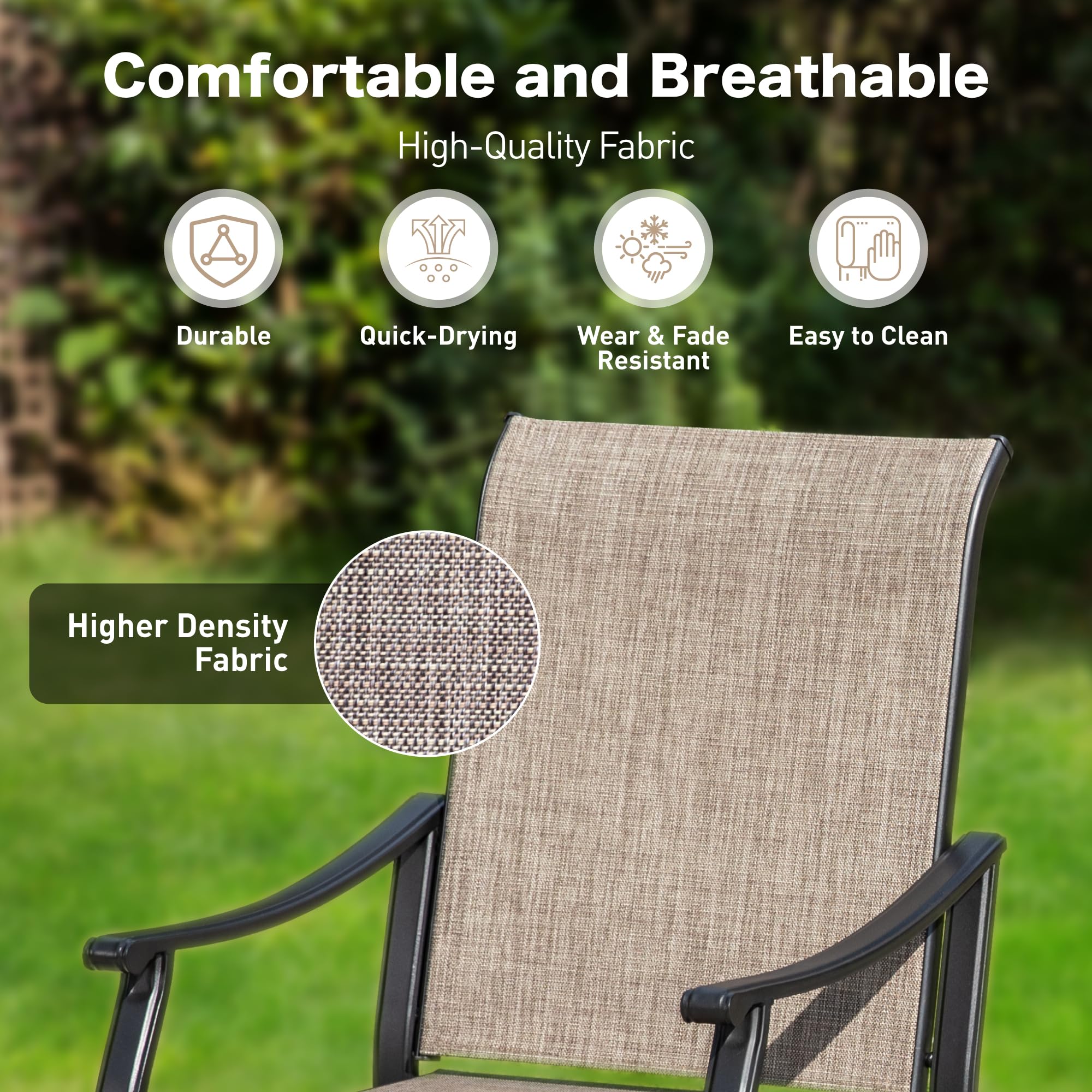 5-Piece Outdoor Patio Dining Set with Round Table & 4 Textilene Chairs - Perfect for Garden, Backyard, Deck & Poolside Gatherings (Seats 4)