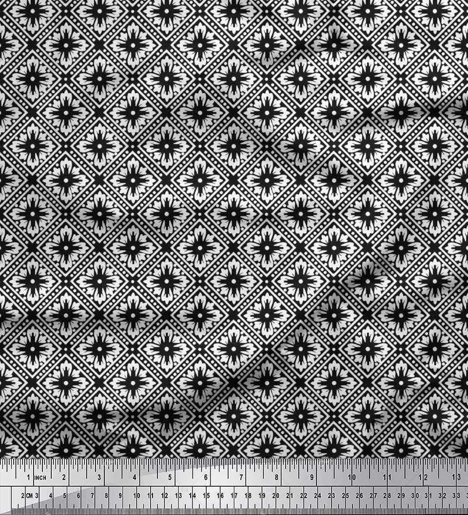 Soimoi Moss Georgette Brown Fabric by The Yard - 42 Inch Wide Floral & Geometric Ethnic Printed Fabric for Dresses, Curtains & DIY Crafts - Lightweight & Versatile Material for Sewing Projects