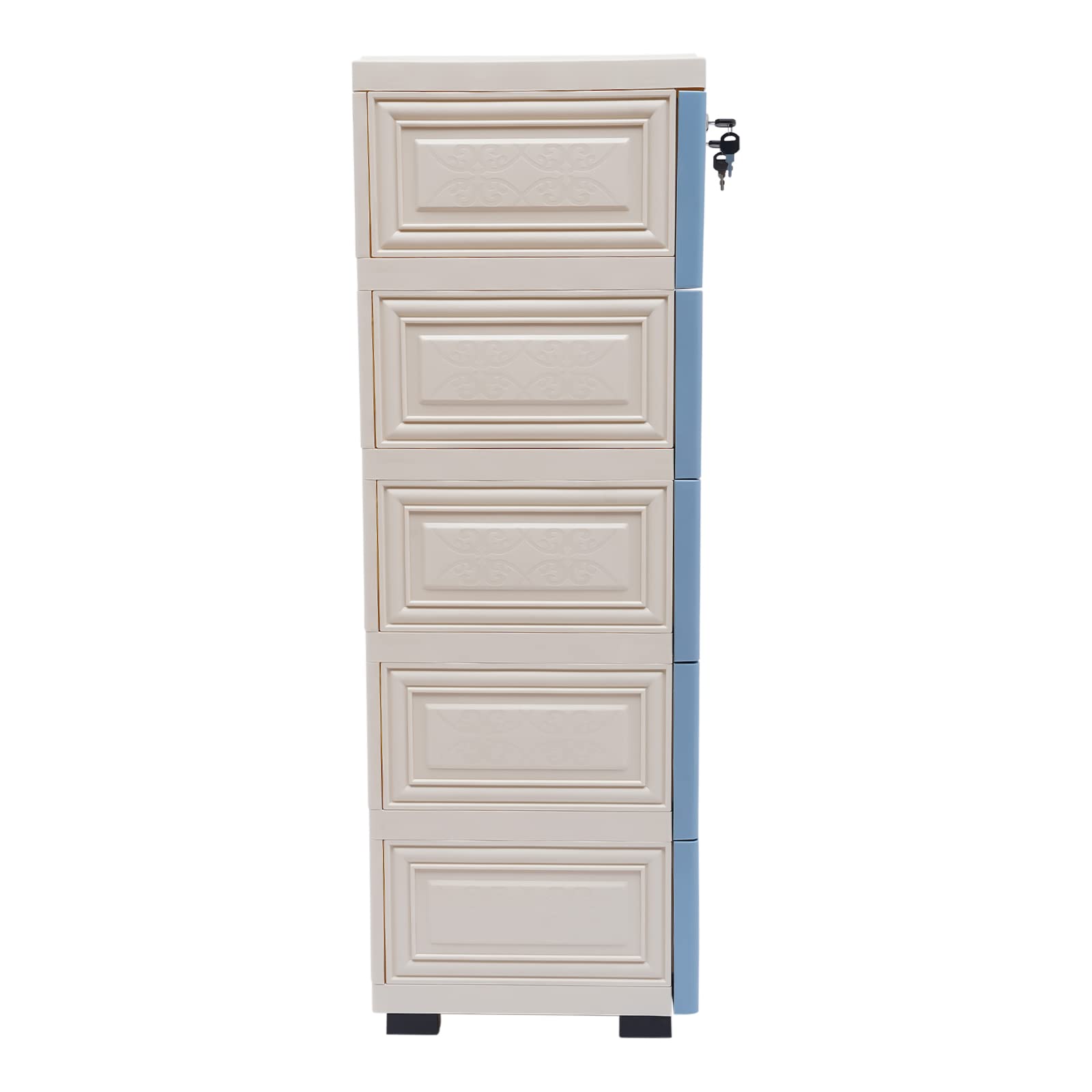6-Drawer Tall Plastic Dresser with Wheels - Vertical Storage Tower Cabinet for Bedroom, Living Room, Entryway & Closet Organization - Space-Saving Chest of Drawers with Smooth Gliding Wheels (Blue) - Perfect for Small Apartments, Dorm Rooms and Tight Spaces